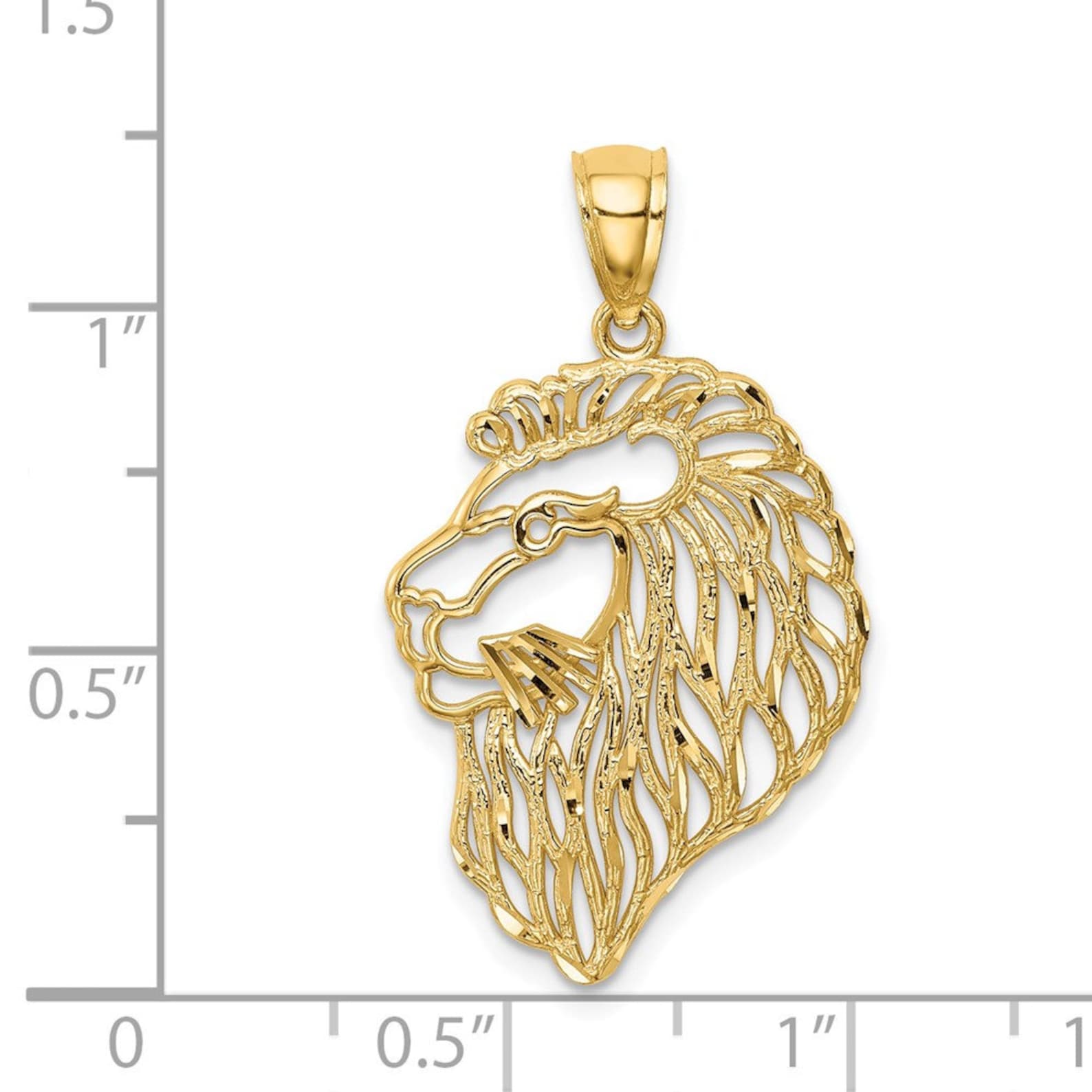 14K Gold Diamond Cut Lion Head Pendant Necklace for Men - Elegant Jewelry Gift for Birthday, Anniversary & Special Occasions | Perfect for Layering & Everyday Wear