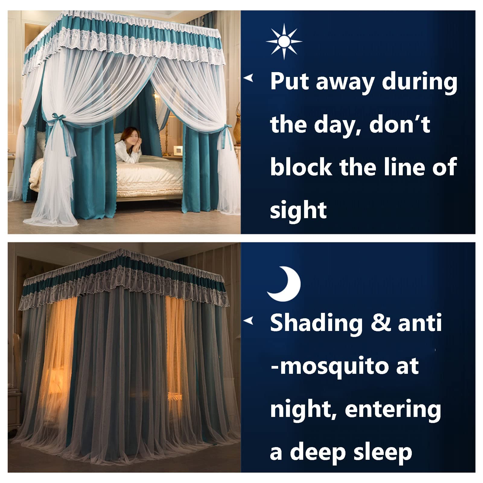 Mosquito Net Bed Canopy for Bedroom - Universal Dustproof Bed Curtain for Boys & Girls - All-Season Protection from Insects & Dust - Perfect for Kids' Rooms, Dormitories & Outdoor Camping