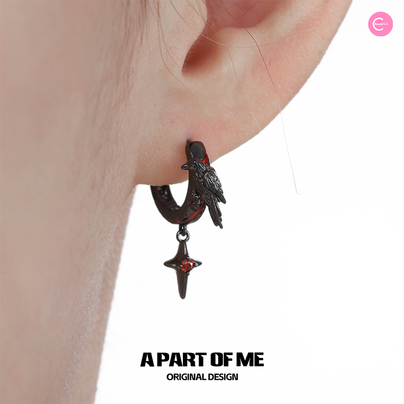 Gothic Raven Bloodstain Hoop Earrings - Unique Dark Jewelry for Women, Perfect for Halloween, Gothic Parties and Alternative Fashion