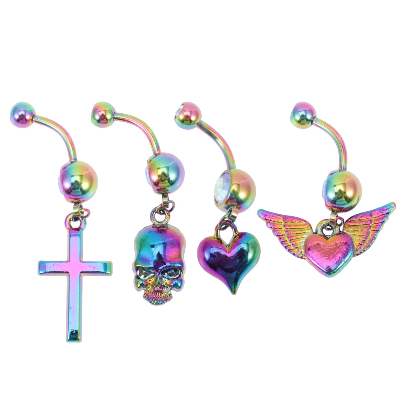 4pcs Stainless Steel Belly Button Rings - Hypoallergenic Belly Piercing Jewelry for Women, Belly Barbells & Navel Rings Set for Body Decoration | Perfect for Everyday Wear, Parties & Beach Outfits