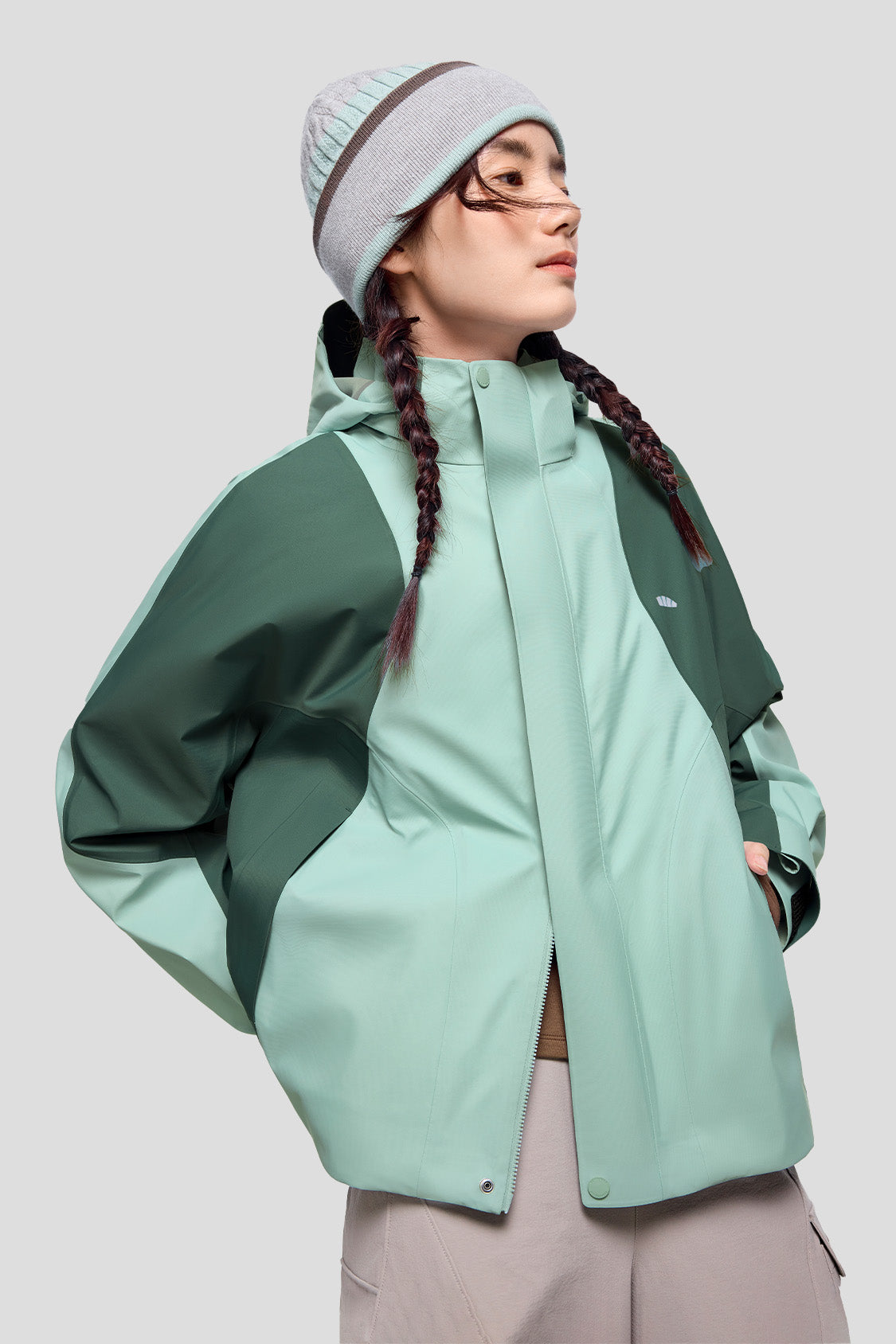 ModuWarm Women's Detachable Hood Jacket - Lightweight Waterproof Windbreaker for Outdoor Hiking, Camping & Travel