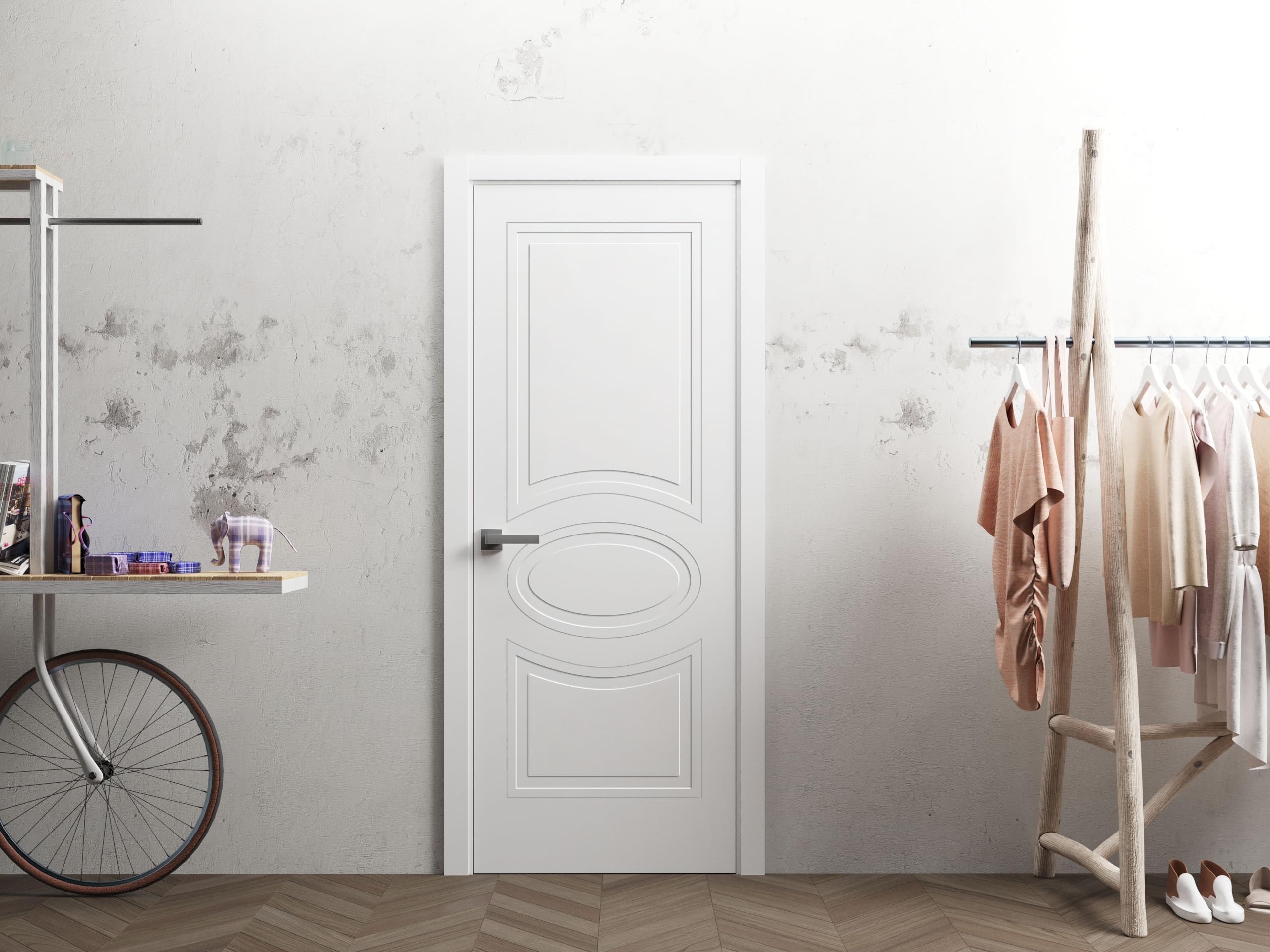 VDOMDOORS 24x96 Inches Slab Door Panel - Mela 7001 Matte White Modern Finished Pocket Closet Sliding Barn Door | Perfect for Bedroom, Closet & Home Office Renovation
