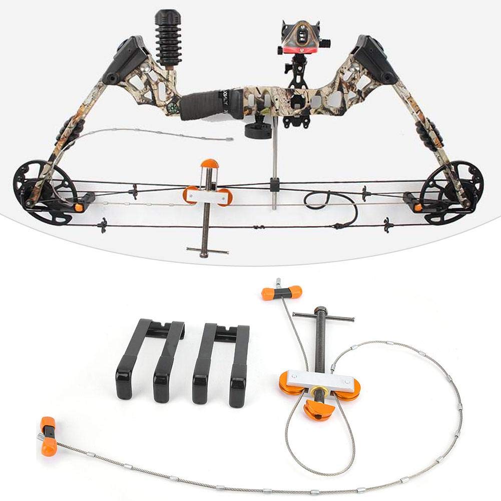 Jadeshay Compound Bow Press - Stainless Steel Portable Bow Press Tool for Hunting & Archery with Quad Bracket Set | Adjustable Cable for Bowstring Maintenance | Perfect for Outdoor Target Practice & Bow Tuning