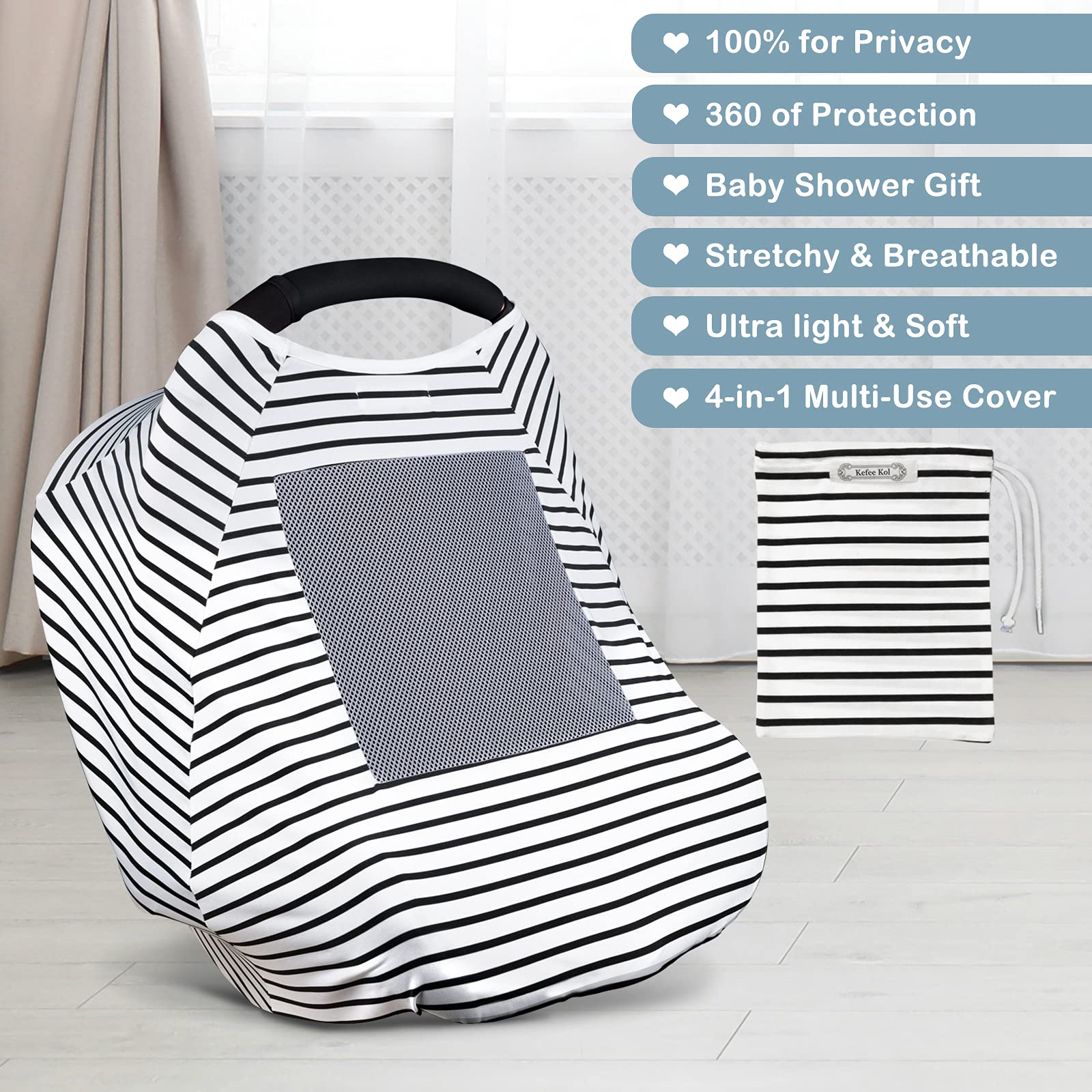 Multi-Use Baby Nursing Cover & Poncho - 360° Privacy for Breastfeeding, Stroller & Car Seat - Perfect Baby Shower Gift