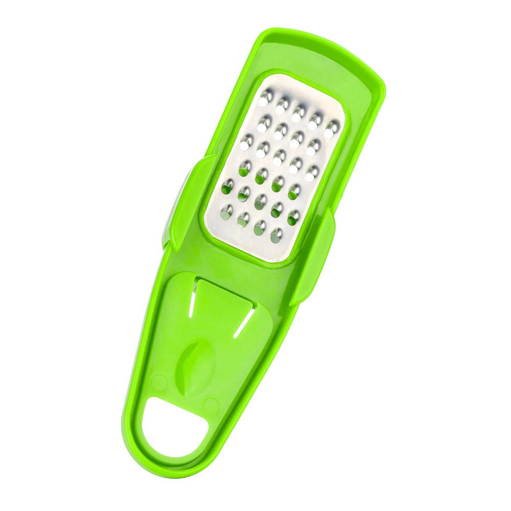 Premium Stainless Steel Garlic Press - Heavy Duty Ginger Crusher & Grater - Multi-Functional Kitchen Tool for Cooking, Baking & Meal Prep - Ergonomic Green Design - Perfect for Garlic Lovers & Home Chefs
