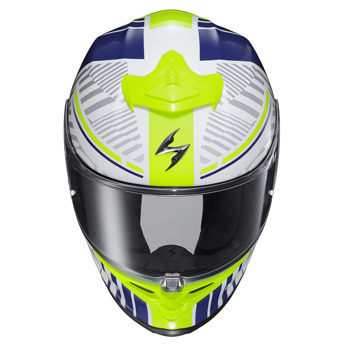 ScorpionEXO R1 Air Full Face Motorcycle Helmet - DOT & ECE Certified, Pinklock Anti-Fog Shield, Bluetooth Ready Speaker Pockets (White/Blue, Size 3X) - Ideal for Street Biking, Commuting & Long-Distance Riding