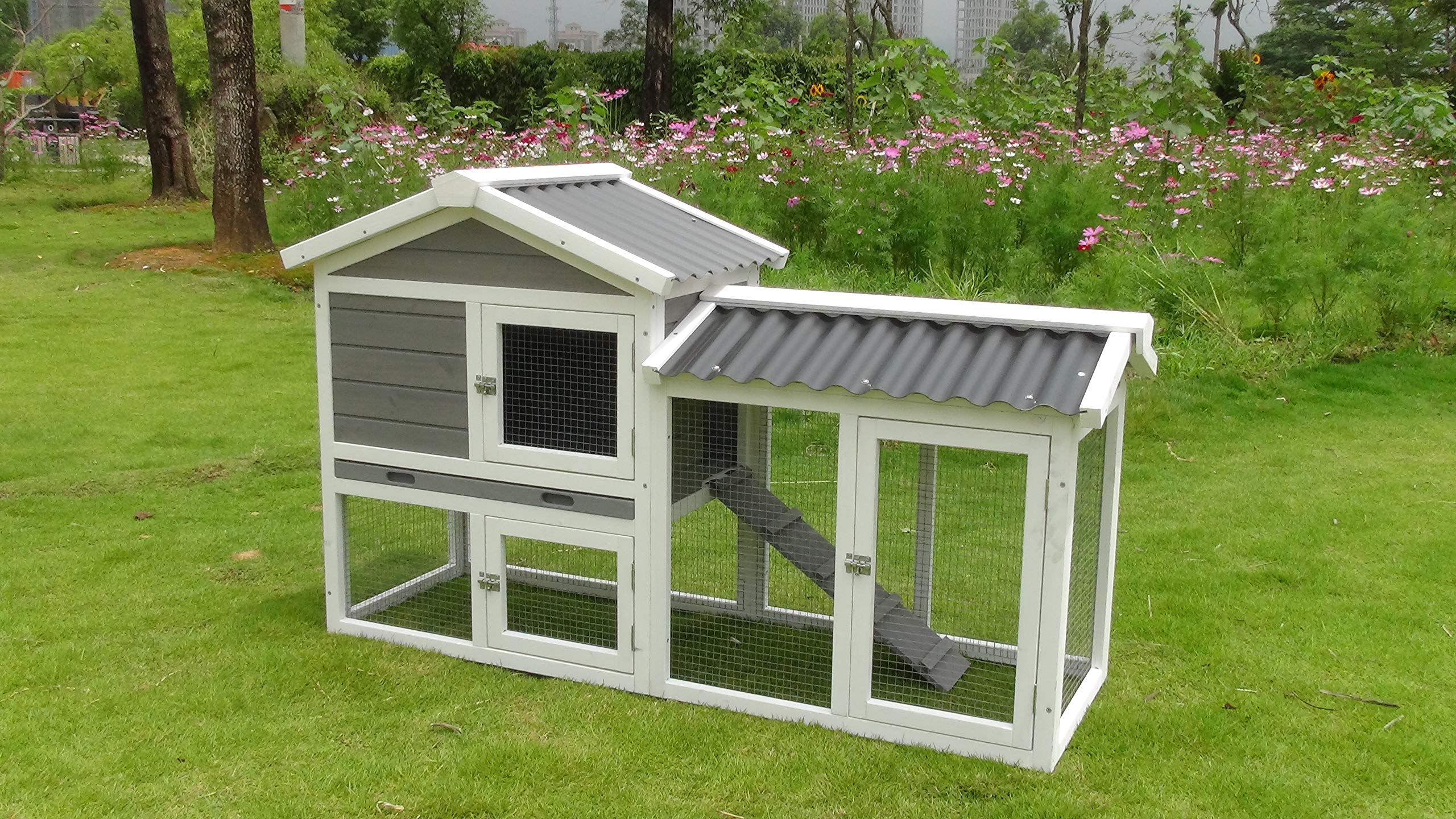 Premium Wooden Rabbit Hutch - Durable Bunny House & Chicken Coop for Indoor/Outdoor Use - Ideal for Small Pets Like Rabbits, Guinea Pigs, and Chicks