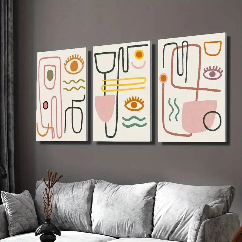 3-Piece Minimalist Line Drawing Human Faces Wall Art Set - Framed Canvas 40x60cm | High Quality Print | 100% Australian Made | Ready to Hang | Perfect for Living Room, Bedroom & Office Decor