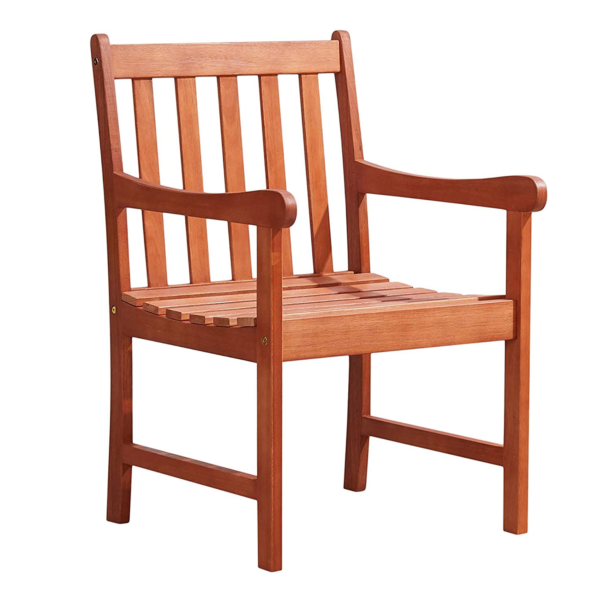 VIFAH V415 Outdoor Wood Arm Chair - Patio, Garden, Poolside Lounge Chair - Solid Acacia Wood with Weather-Resistant Finish - Perfect for Backyard, Deck, and Outdoor Relaxation