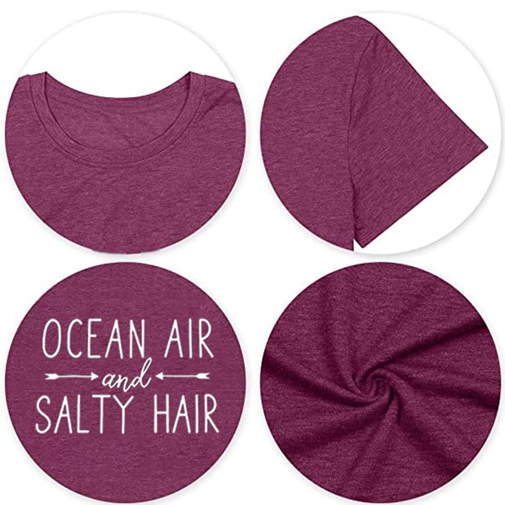 Ocean Air and Salty Hair Women's Graphic T-Shirt - Casual Short Sleeve Funny Tee for Beach, Vacation & Summer Outfits | Athletic Comfort Fit