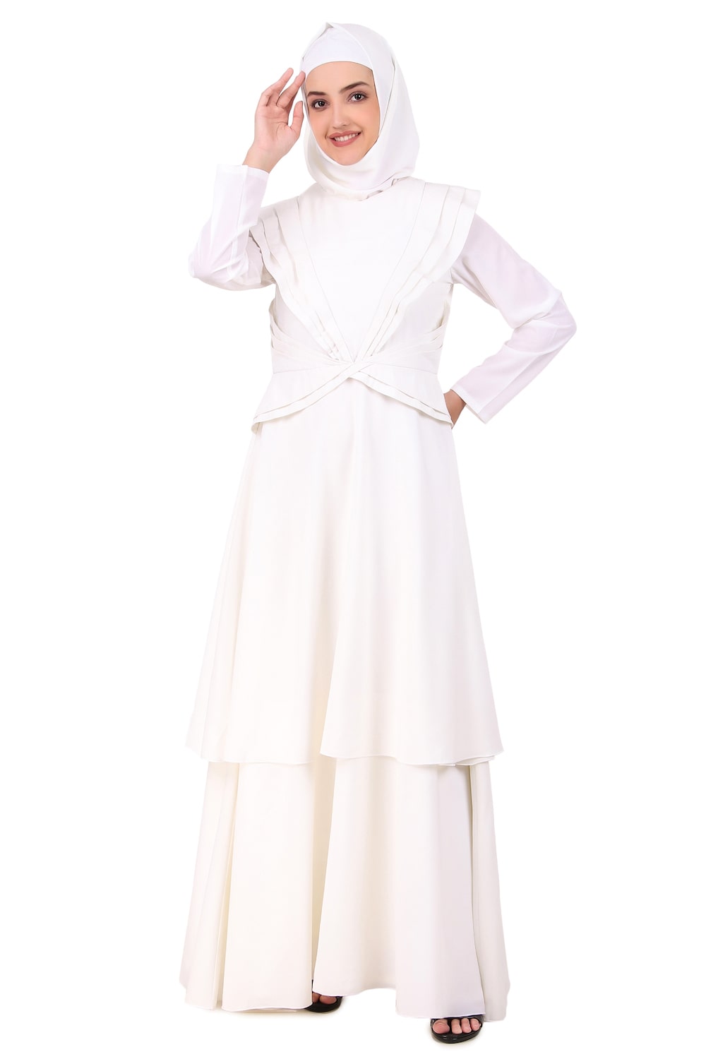 Elegant Designer Royal Look White Abaya for Women - Modest Islamic Dress for Prayer, Wedding & Special Occasions