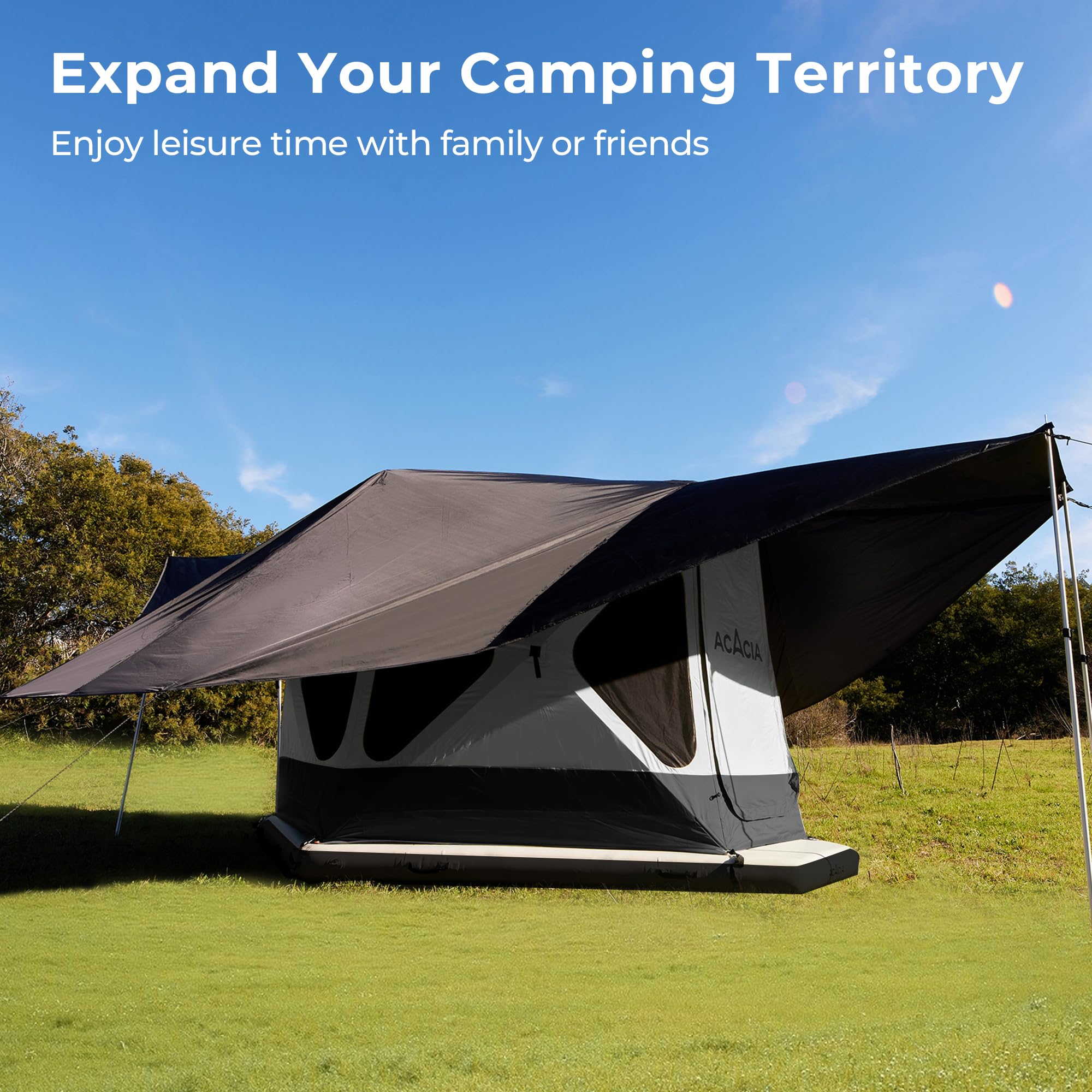 ACACIA Canopy XL for Space Acacia Camping System - Waterproof PU2000 4-Season Camping Tarp with UPF50+ Sun Protection, 4 Telescoping Poles & Carry Bag (Moonstone) - Perfect for Backpacking, Hiking, and Outdoor Adventures