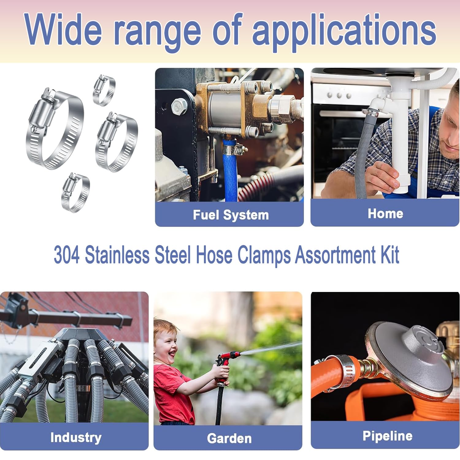 20PCS Stainless Steel Worm Gear Hose Clamps Kit (1/4