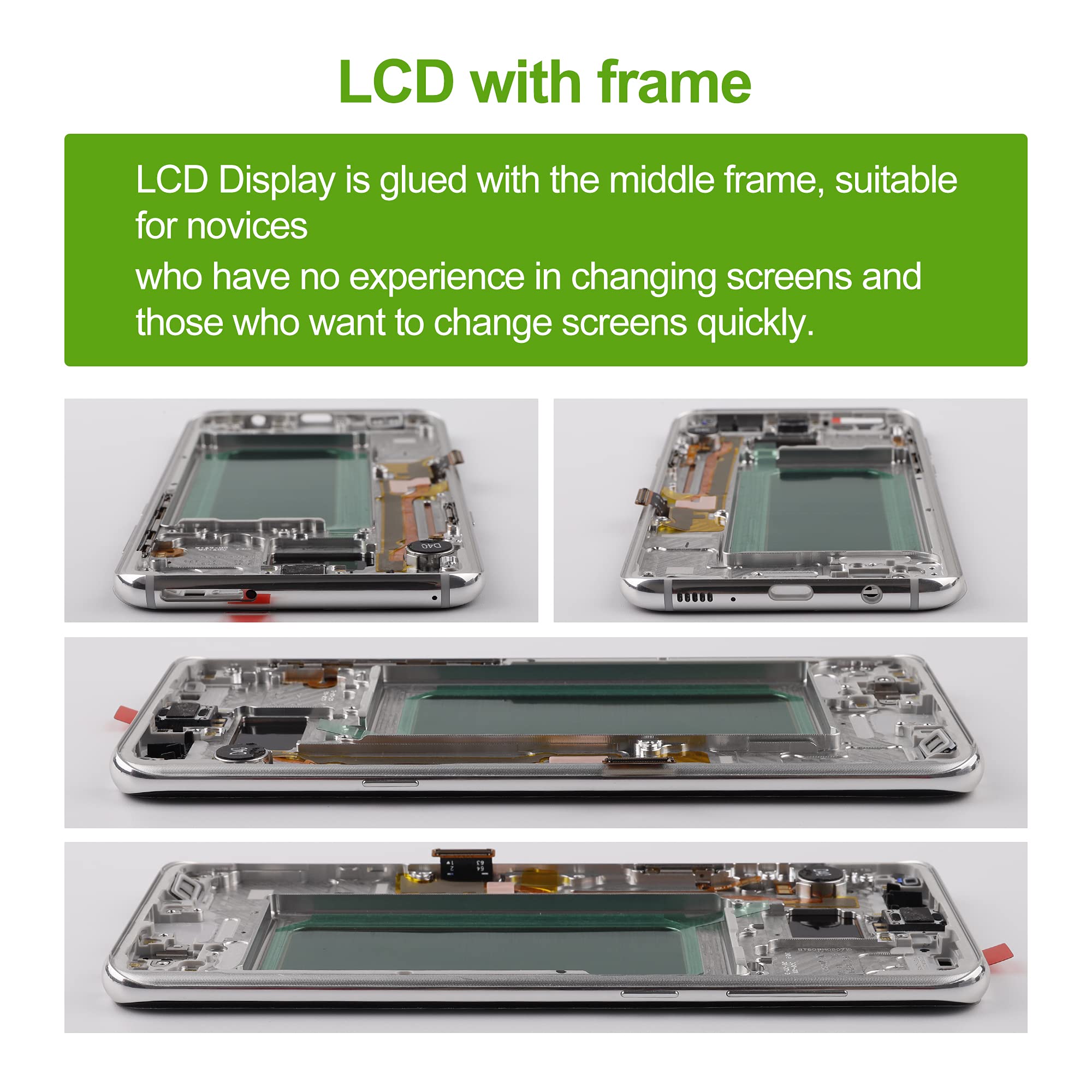 Samsung Galaxy S8+ Plus AMOLED Screen Replacement - Arctic Silver LCD Display Touch Digitizer with Frame & Repair Tools | DIY Phone Repair Kit for Cracked or Damaged Screens