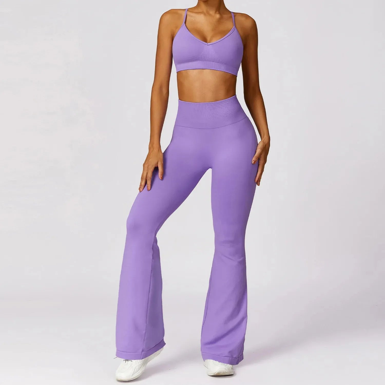 2PCS Seamless Women's Yoga Set - Gym Workout Clothes with Push Up Long Sleeve Top & High Waist Leggings | Perfect for Yoga, Pilates, Running & Fitness Training