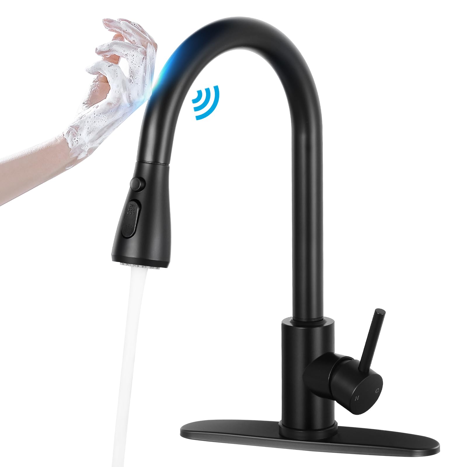 Smart Touch Kitchen Faucet with Pull-Down Sprayer - Stainless Steel High Arc for Home & RV