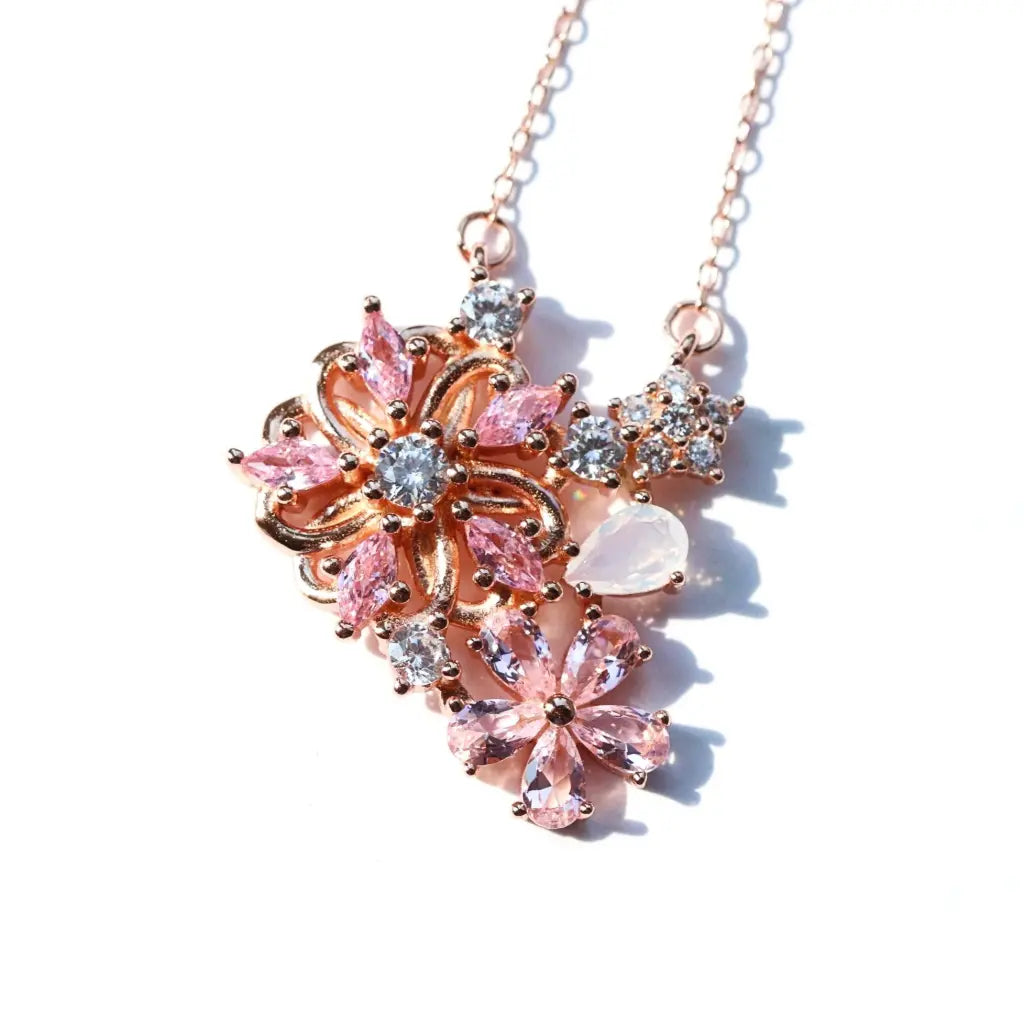 Cherry Blossom Necklace for Women - Elegant Floral Pendant Jewelry Gift for Her - Perfect for Spring, Weddings & Romantic Occasions
