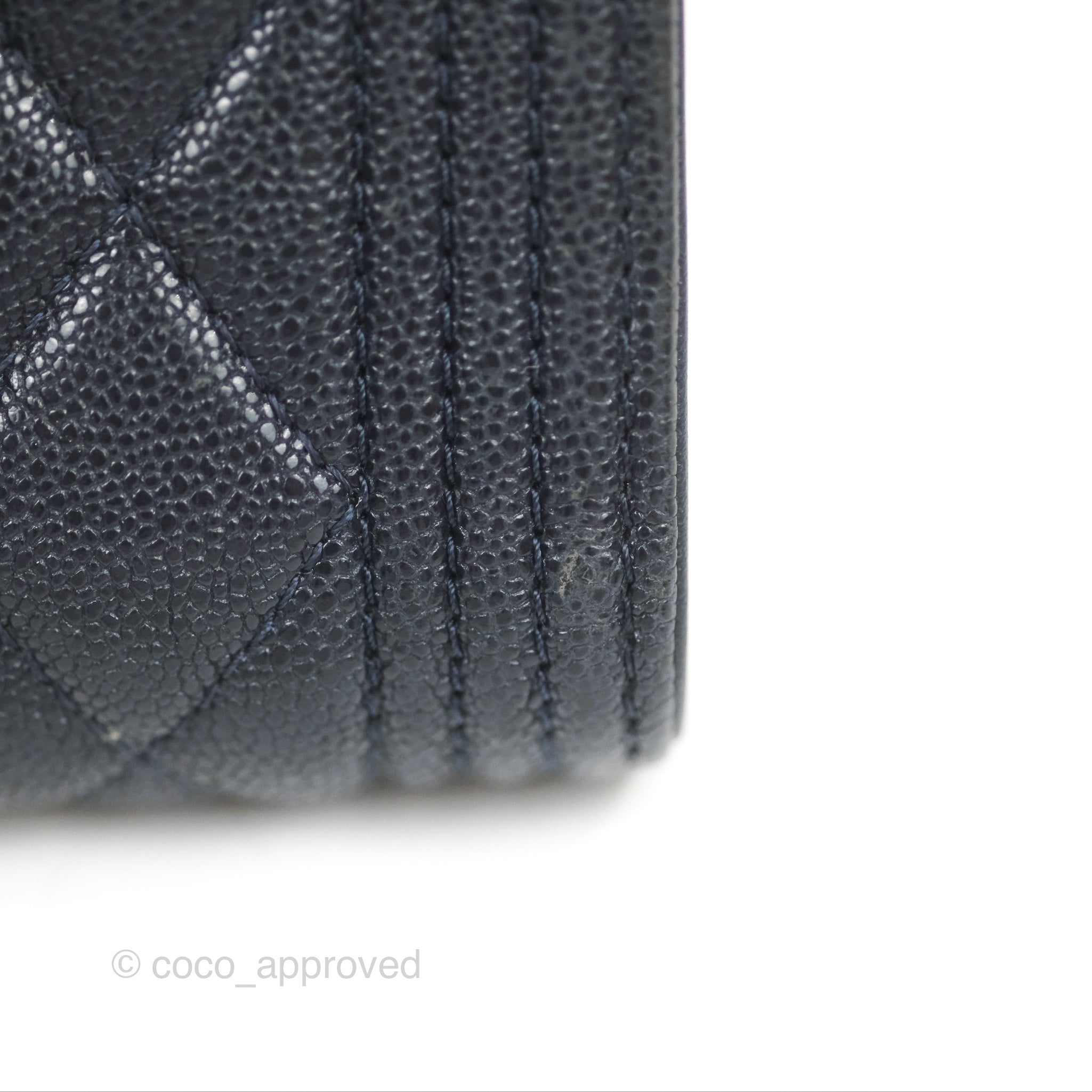 Chanel Boy Short Flap Wallet in Navy Caviar Leather with Gold Hardware - Luxury Compact Wallet for Women, Perfect for Everyday Use and Special Occasions