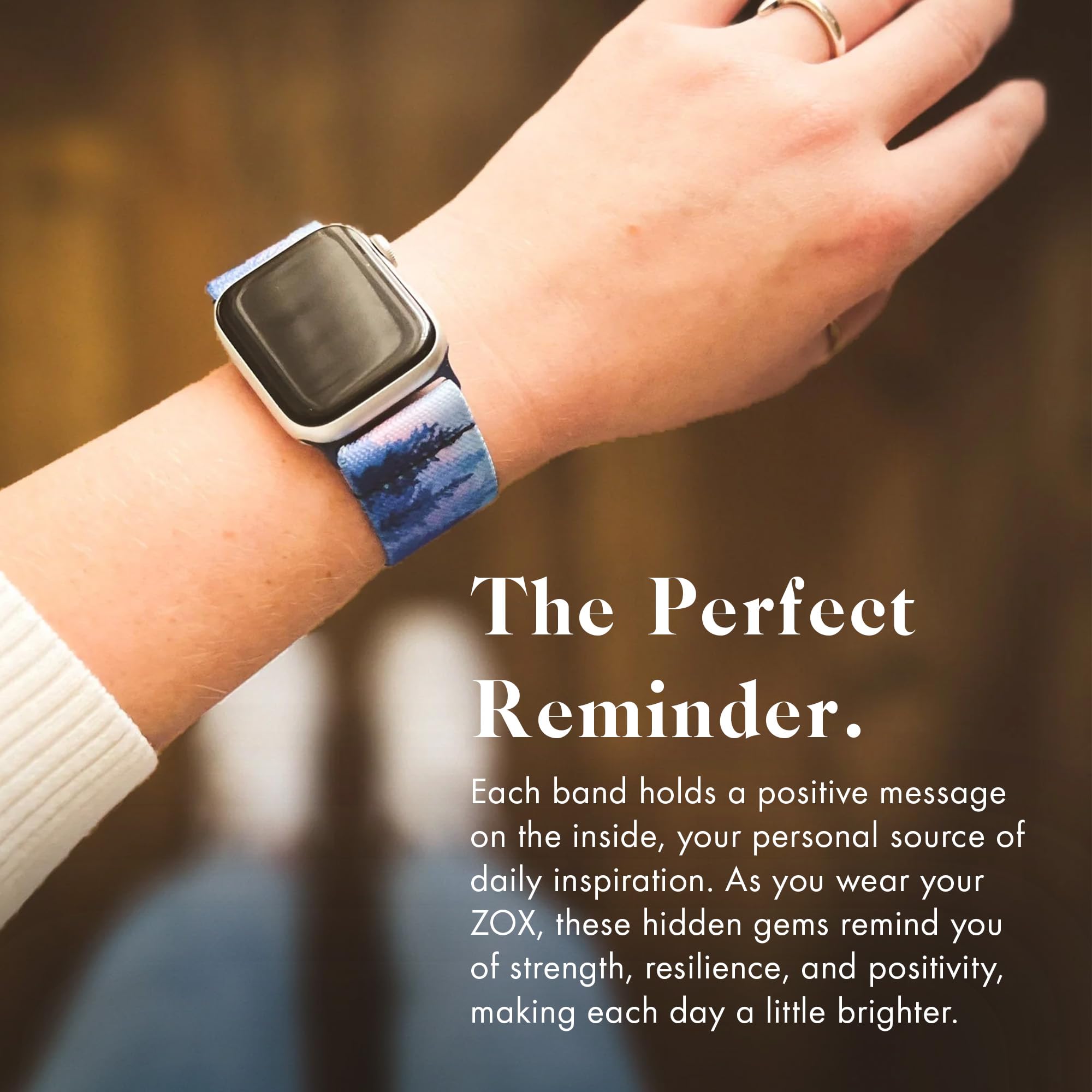 ZOX Elastic Apple Watch Band with Motivational Affirmations & Artwork - Adjustable Strap for Men, Women & Kids - Perfect Gift for Fitness, Work & Daily Wear