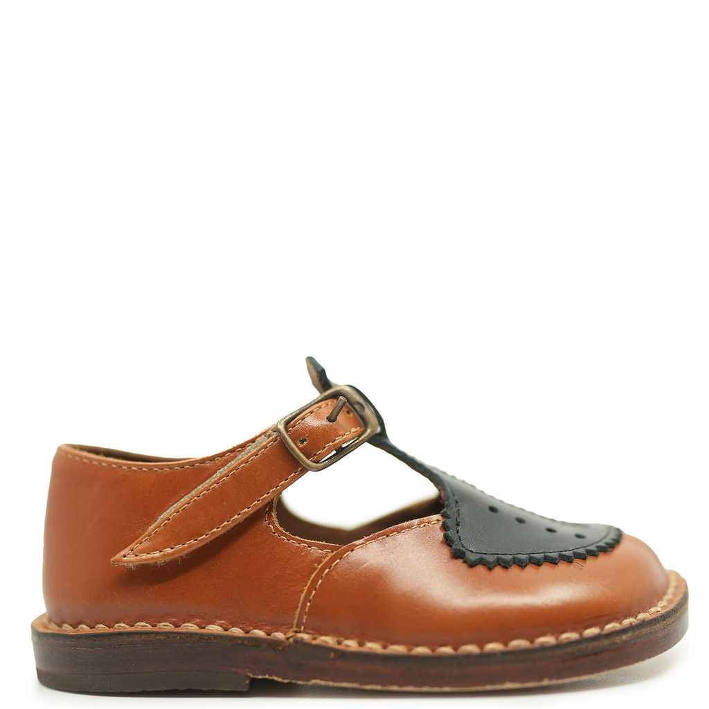 Vintage Cognac T-Strap Baby Shoes for Girls & Boys - Soft Leather First Walkers - Perfect for Special Occasions, Photo Shoots & Everyday Wear