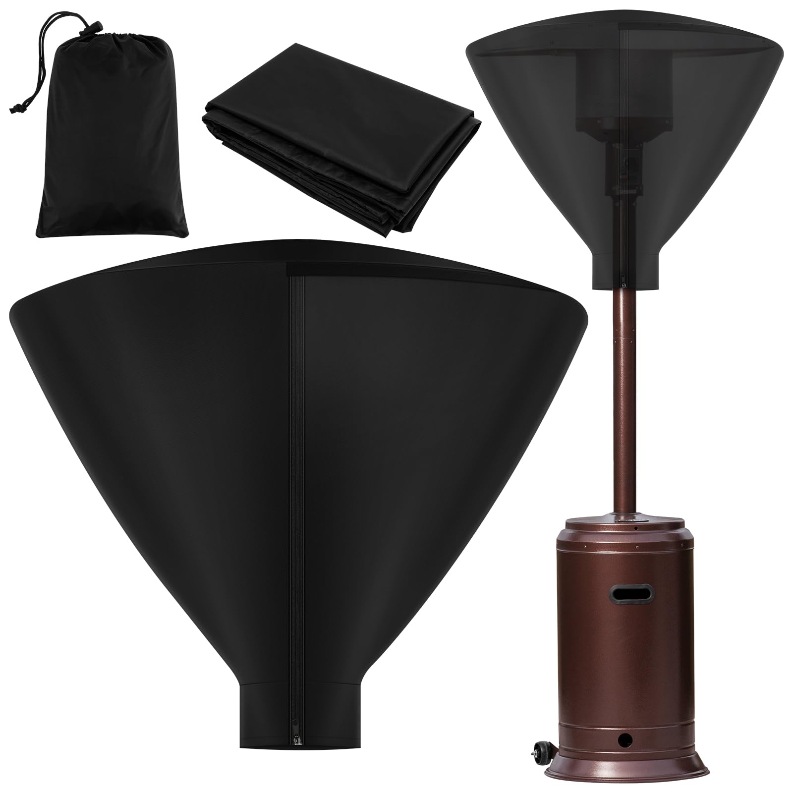 **Waterproof 420D Oxford Cloth Patio Heater Cover with Zipper - 33.8x25.5 Inches, Fits 34-Inch Diameter Outdoor Heater Heads - Durable Protection for Patio, Deck, and Backyard Use**