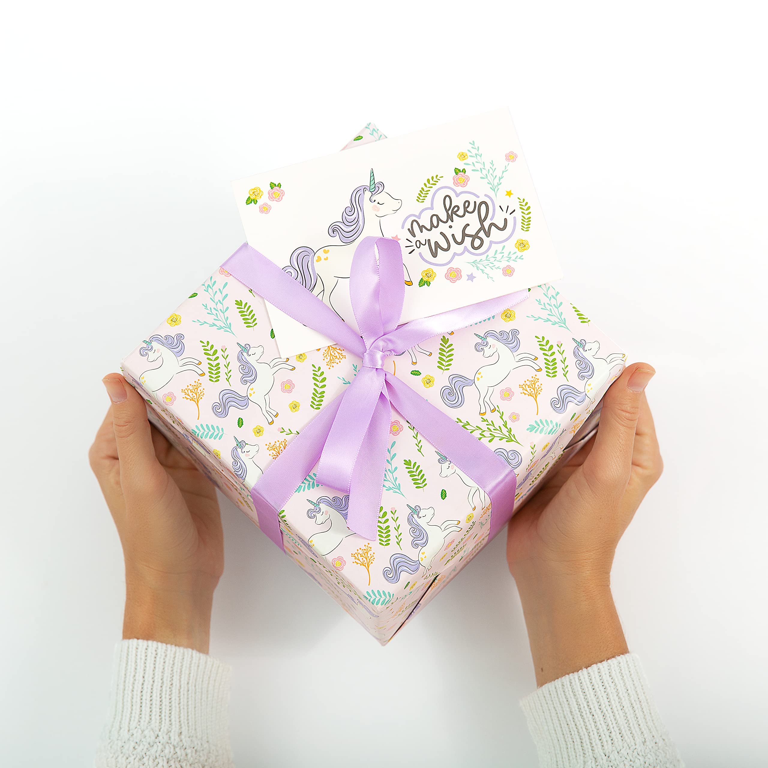 Premium Unicorn Wrapping Paper Set for Girls - 3 Pink Gift Wrapping Sheets (30