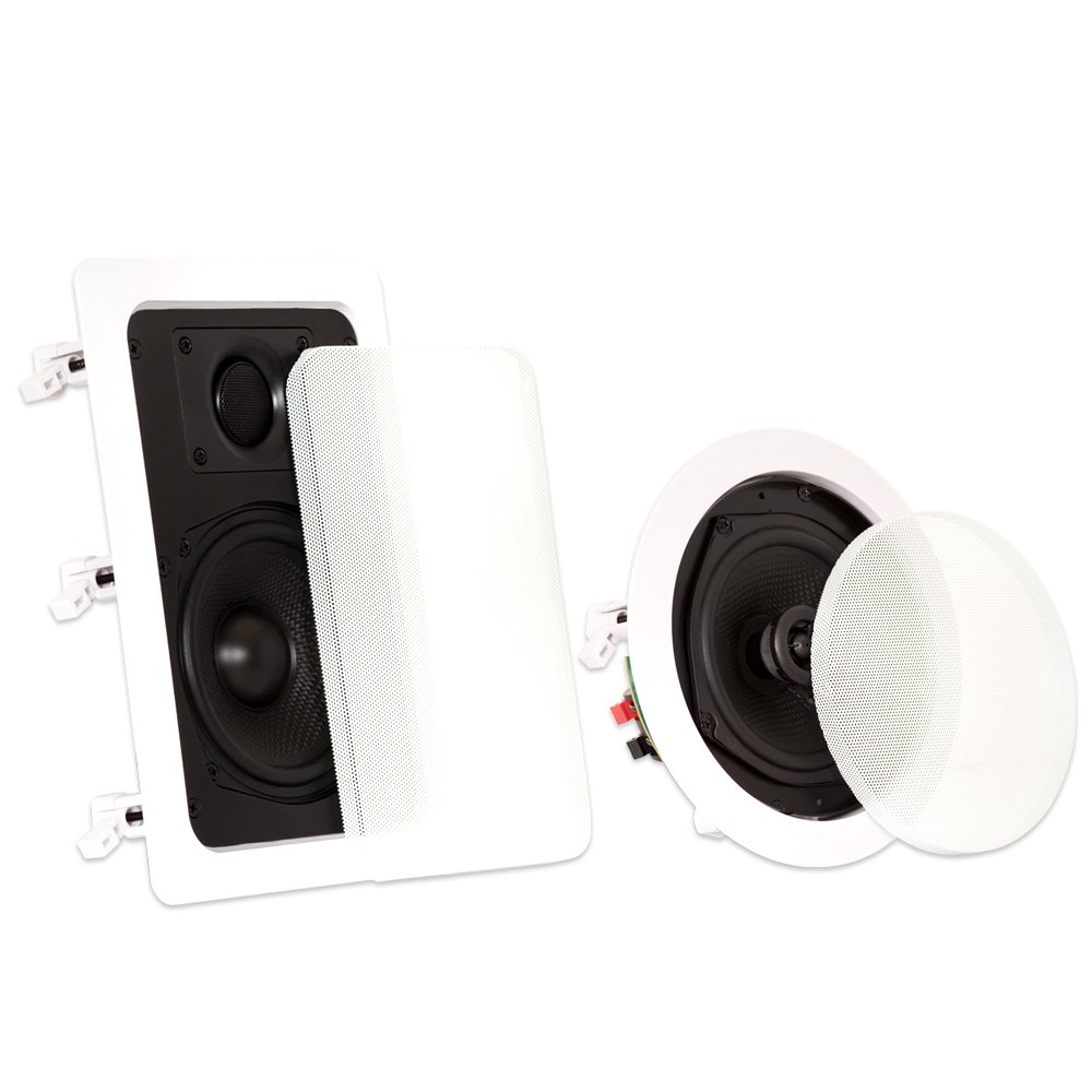 Theater Solutions TS-57 1400 Watt 7-Channel In-Wall/Ceiling Speaker System for Home Theater - Perfect for Movie Nights & Surround Sound Experience