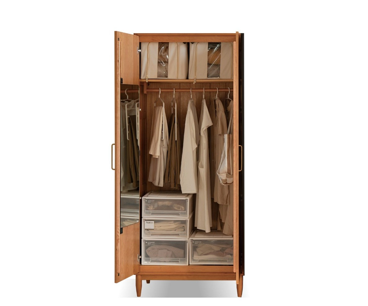 Solid Oak and Cherry Wood Wardrobe - Elegant and Durable Closet for Bedroom, Living Room, or Walk-In Closet Storage