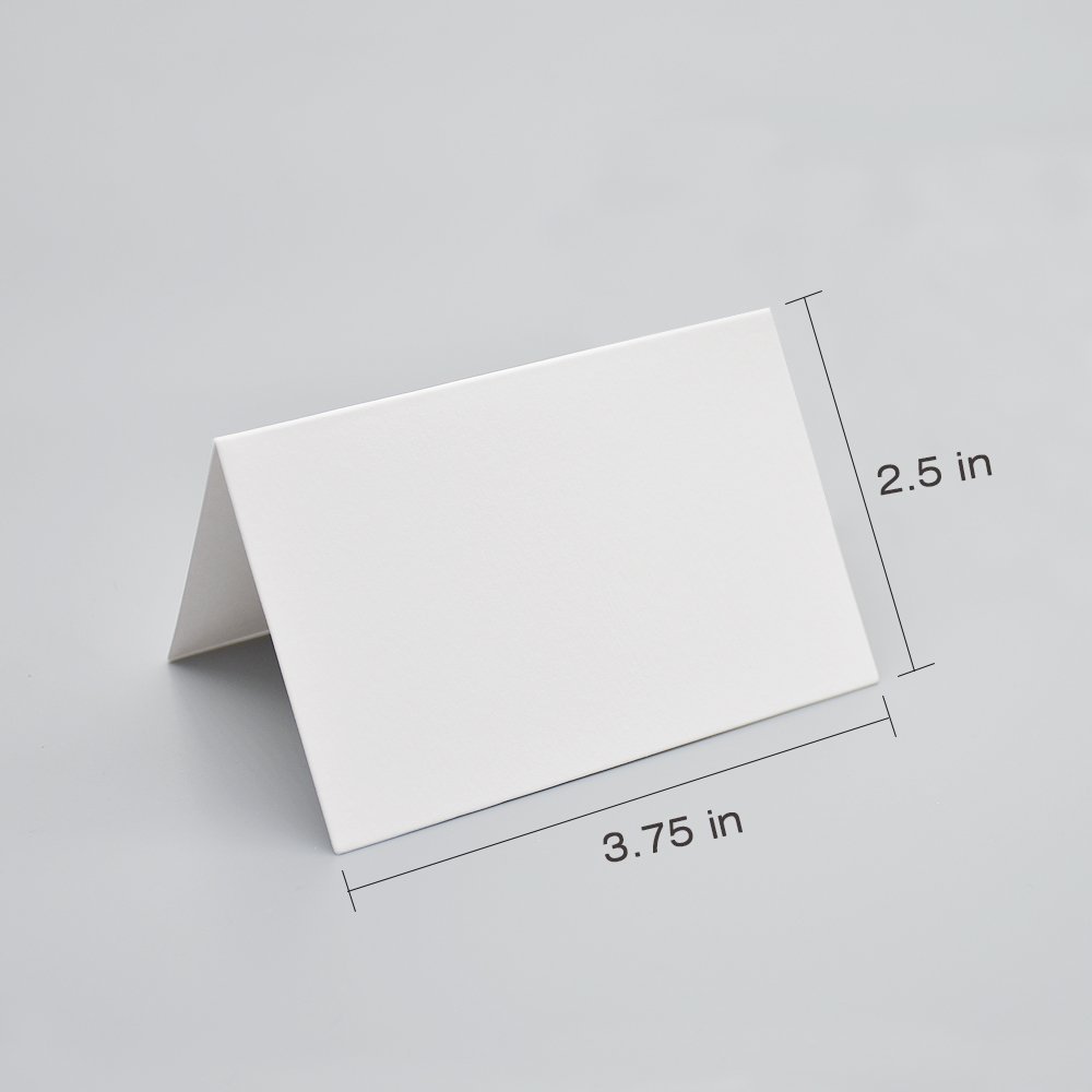 AZAZA 50-Pack White Blank Place Cards - Elegant Textured Table Tent Cards for Weddings, Banquets & Dinner Parties (2.5