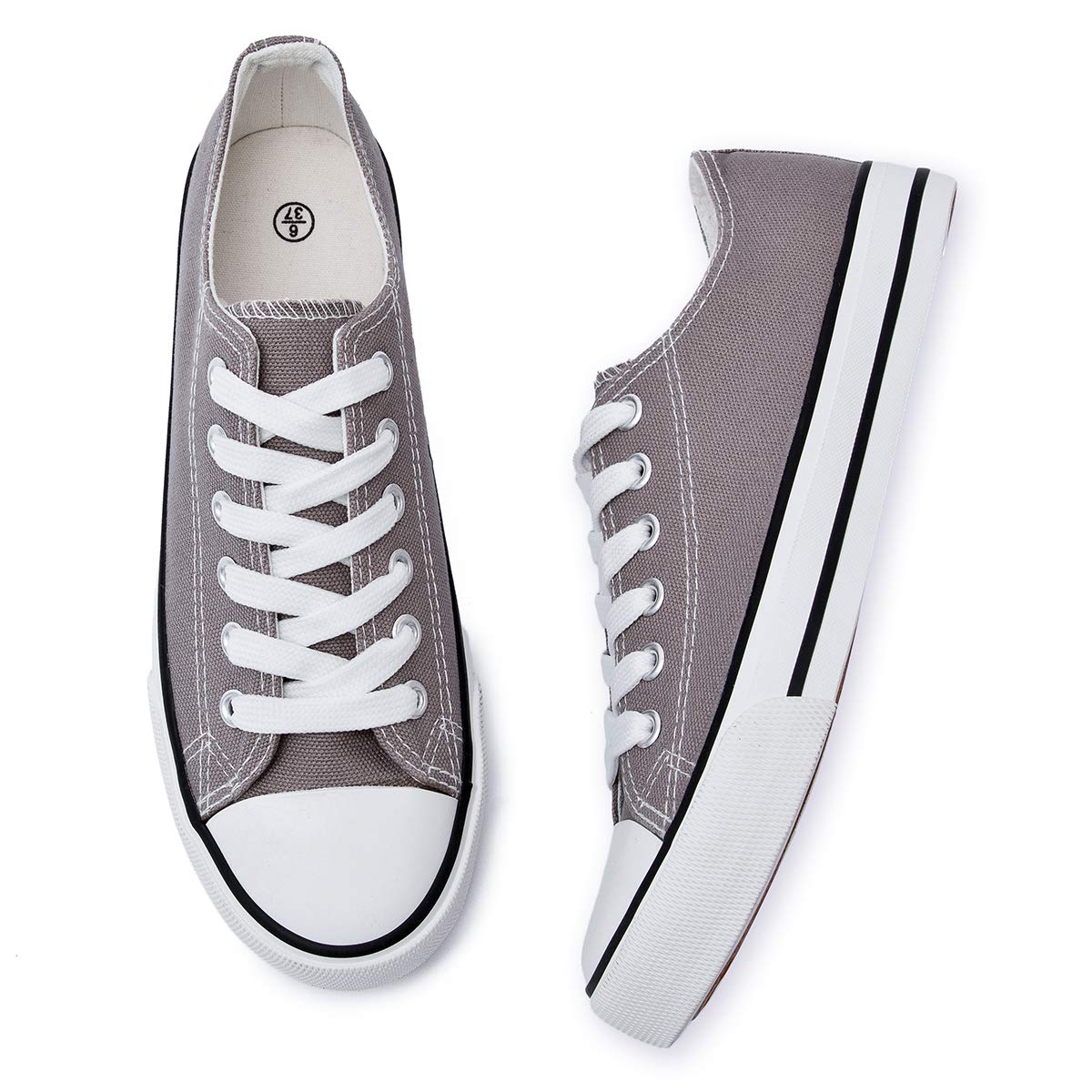 Adokoo Women's Casual Canvas Sneakers - Low Cut Lace Up Comfortable Walking Shoes for Everyday Wear | Perfect for Work, Travel & Outdoor Activities