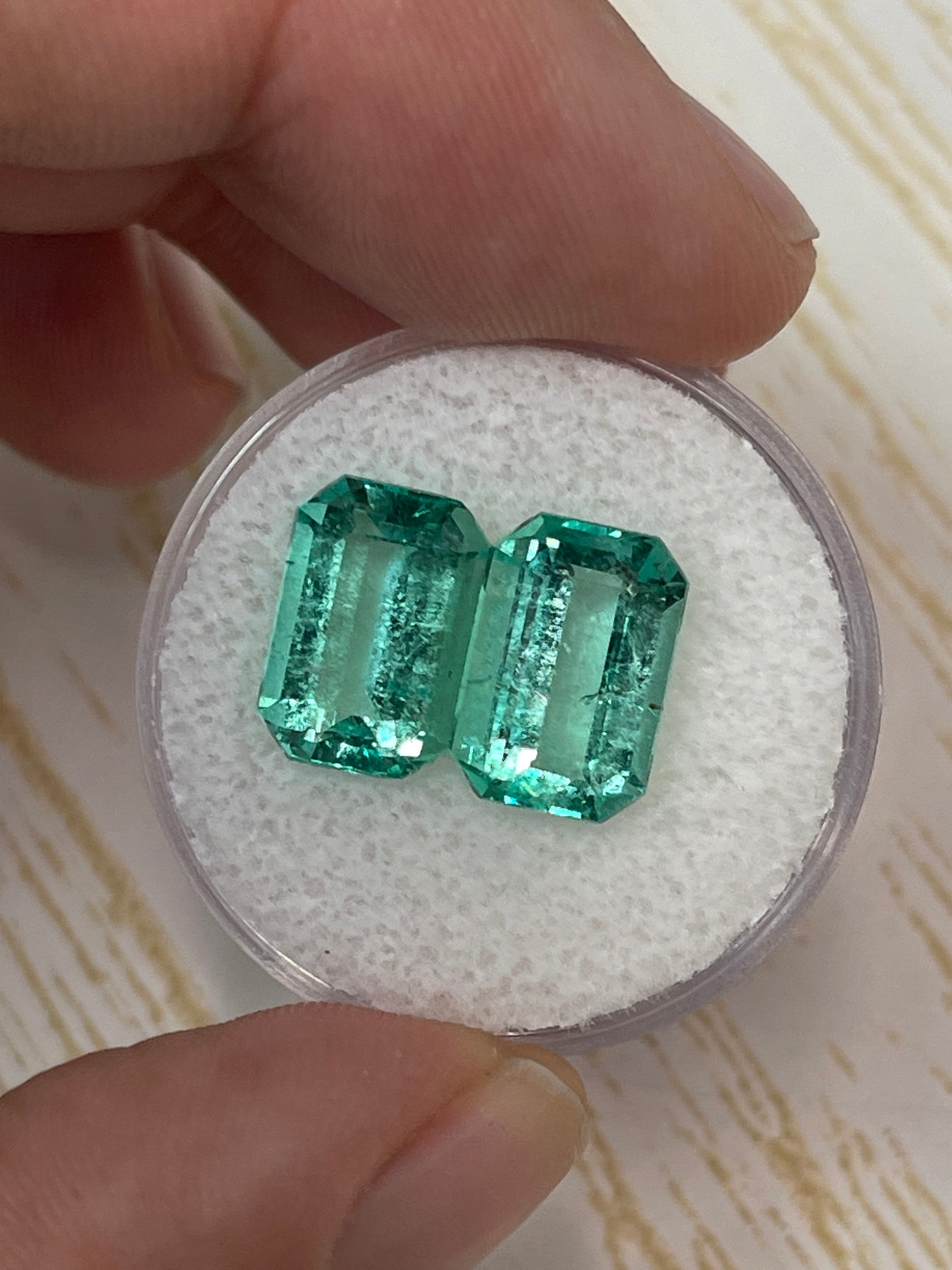 7.12tcw 11.5x8mm Matching Pair Loose Colombian Emeralds - Emerald Cut Gemstones for Jewelry Making, Engagement Rings & Luxury Gifts