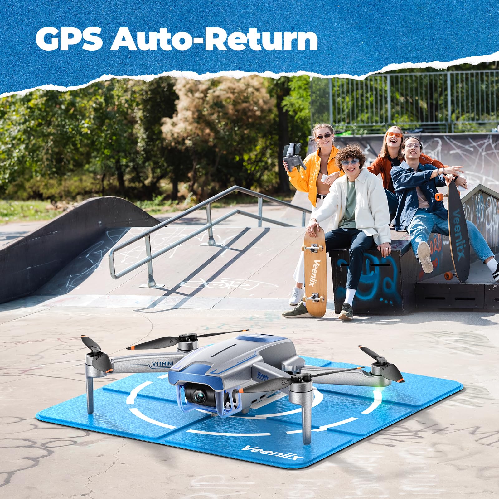 V11MINI 4K Drones with Camera for Adults - 60-Min Flight Time, Under 250g, 5GHz FPV Transmission, GPS Auto Return, Follow Me - Best Beginner Drone for Aerial Photography, Travel Vlogging & Outdoor Adventures