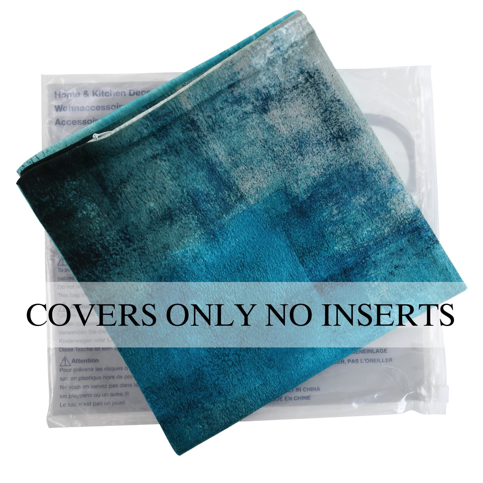 Turquoise Throw Pillow Covers 20x20 Inch - 2 Pack Square Decorative Pillow Cases for Sofa, Bed, Couch - Soft Farmhouse Home Decor Accent Pillows for Living Room, Bedroom & Porch