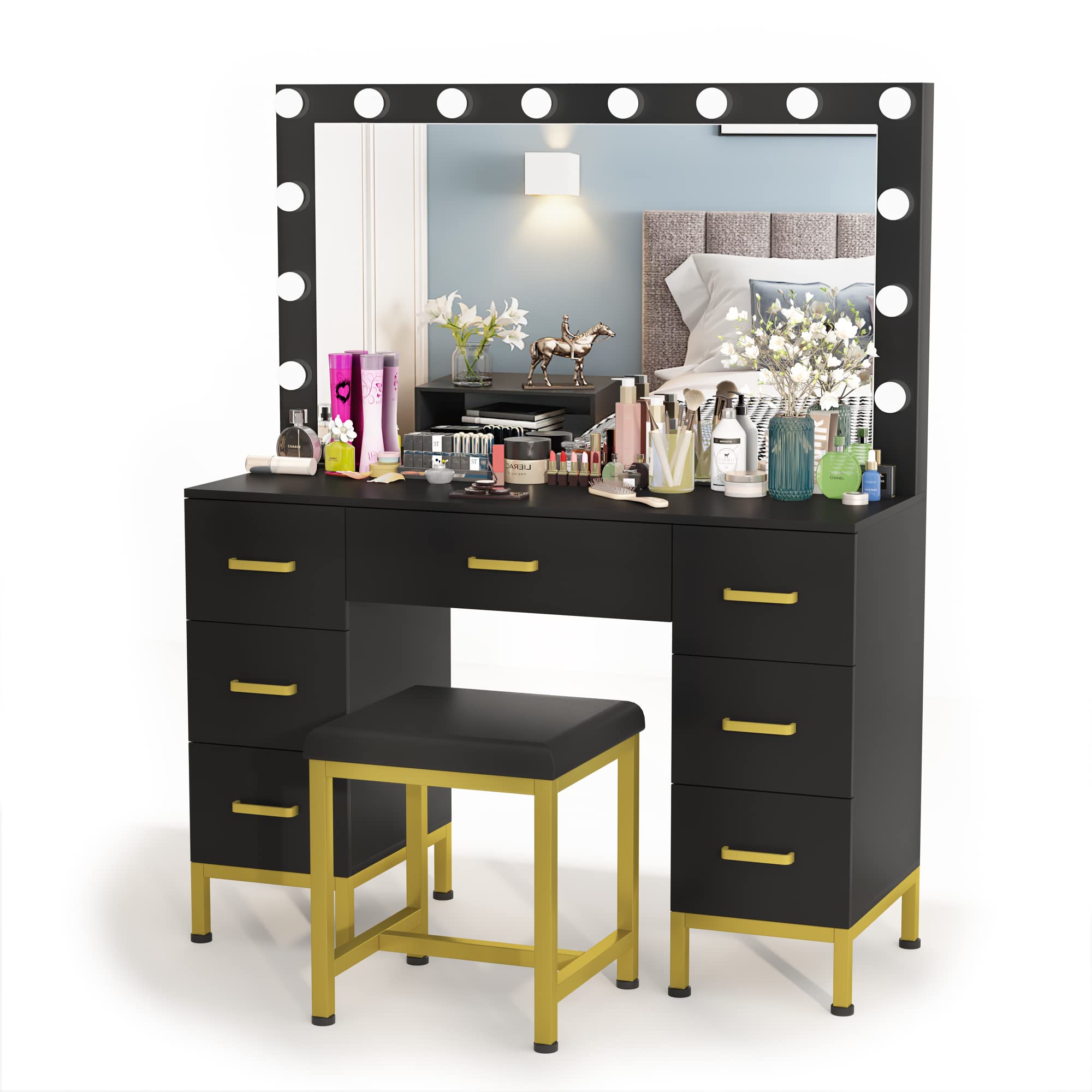 Modern Makeup Vanity with LED Lights - 44