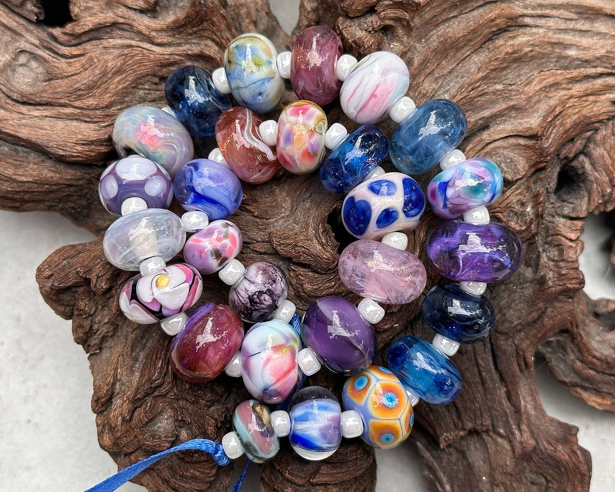 26 Blue Orphan Mix Lampwork Glass Beads Set for Jewelry Making - DIY Bracelet, Necklace & Craft Projects (SRA) - Perfect for Beaders, Artists & Handmade Gift Ideas