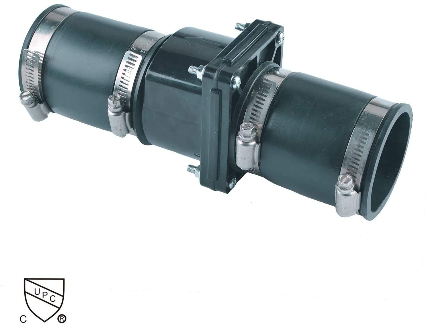 Hydro Master 2 Inch Plastic Sump Pump Check Valve with Stainless Steel Clamps - Heavy Duty Water Flow Control for Basement, Pool & Drainage Systems