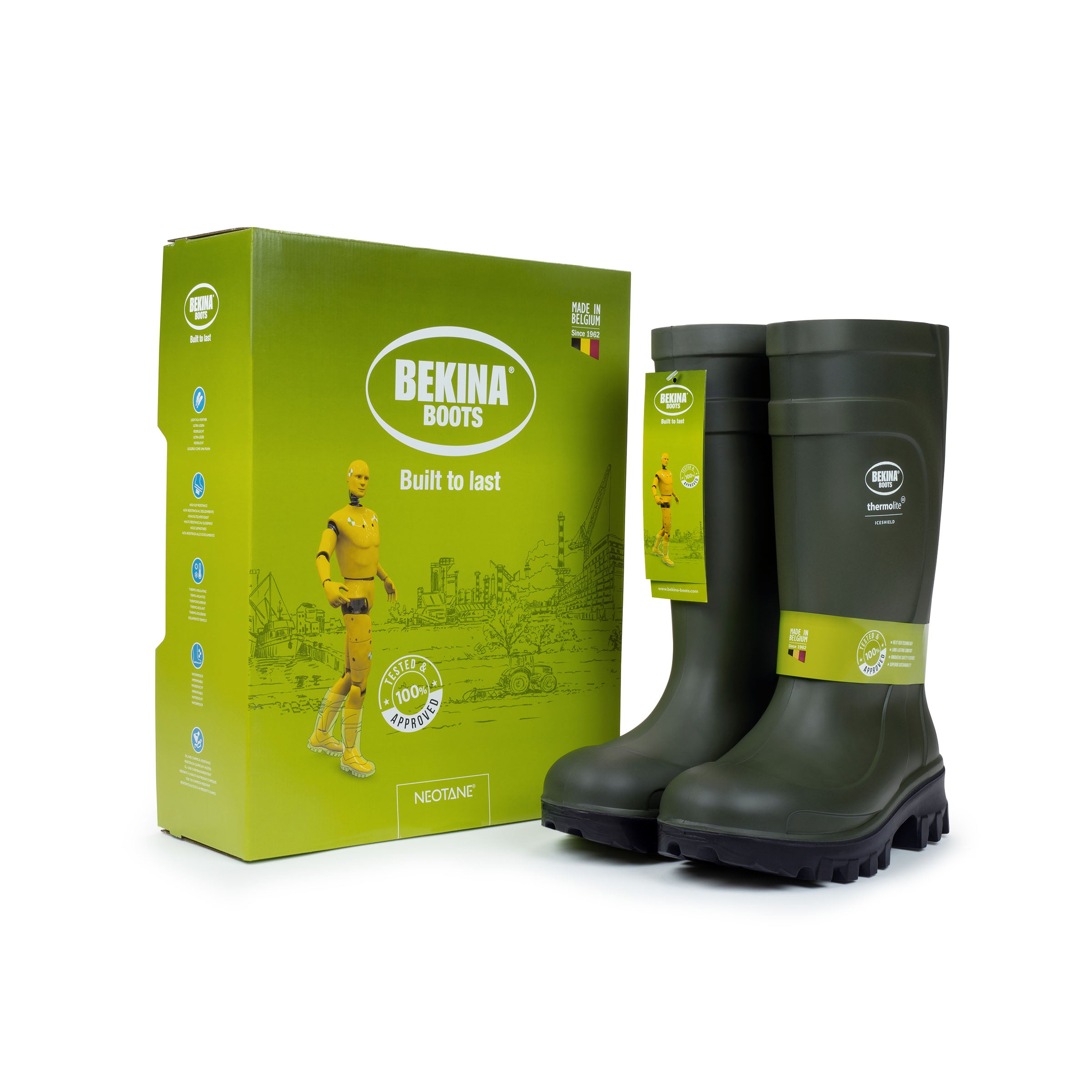 Bekina ThermoLite Men's Insulated Winter Composite Toe Rubber Work Boots - Waterproof, Slip Resistant & Warm for Construction, Farming & Outdoor Work (Model Z090GG)