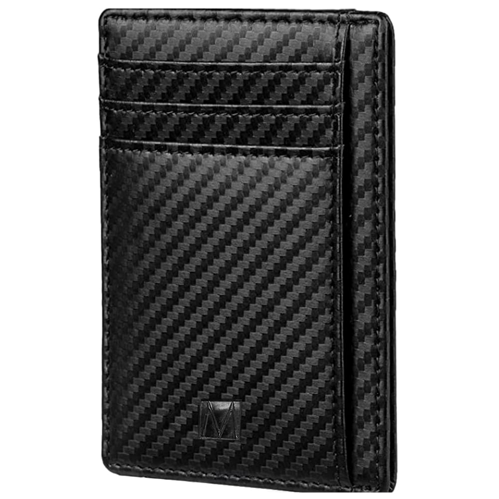 Premium Milano Handcrafted Men's Leather Credit Card Holder - Slim Front Pocket Wallet for Business & Travel - Executive Black RFID Blocking Wallet for Everyday Use & Gifts