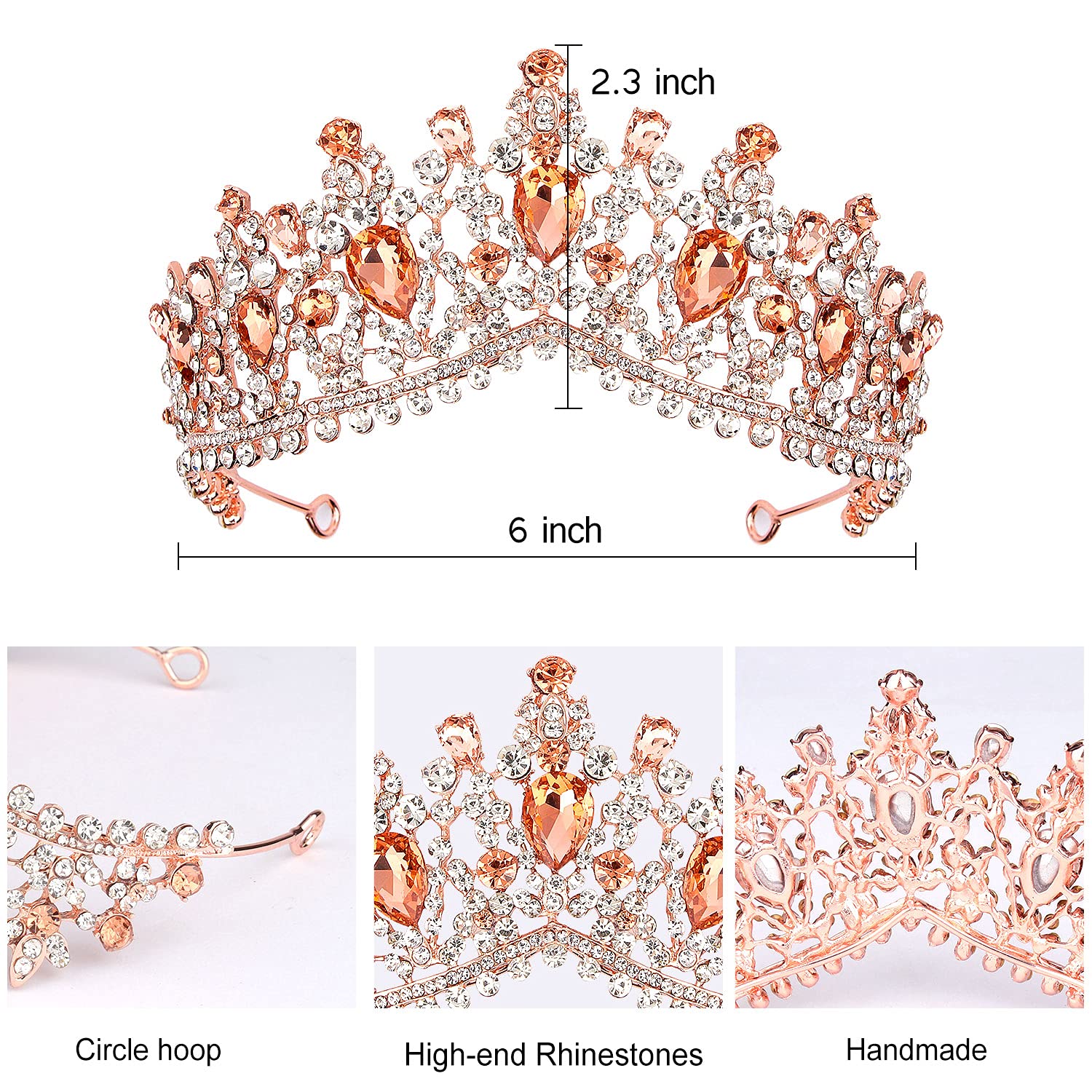 Elegant Rose Gold Birthday Tiara & Sash Set for Women - Queen Crown Headpiece with Rhinestones for Birthday Parties, Bachelorette, Bridal Showers & Special Celebrations