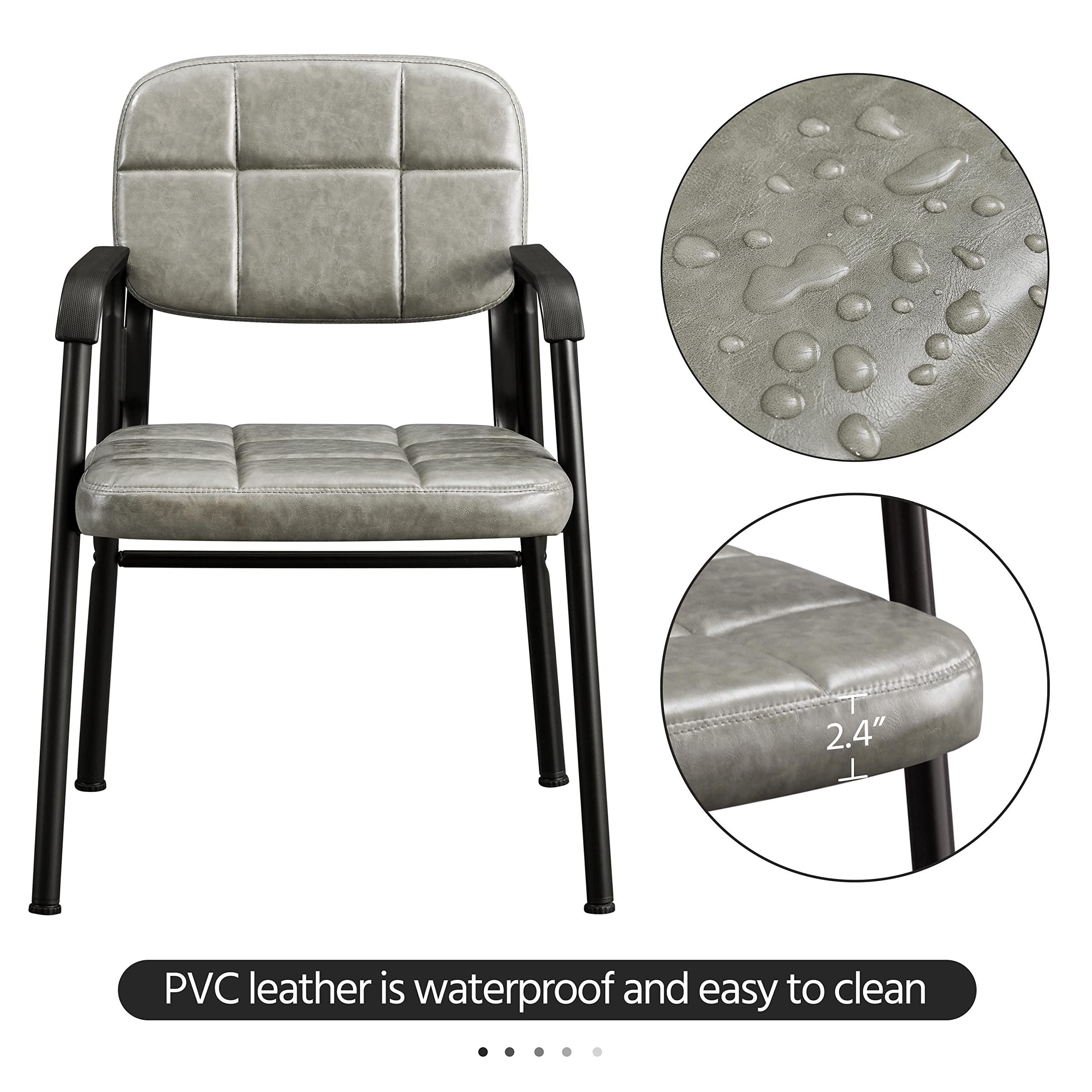 Yaheetech 6-Piece Office Guest Reception Chairs Set - Leather Waiting Room Executive Chairs with Ergonomic Upholstered Design & Metal Frame - Gray - Perfect for Office Lobbies, Conference Rooms, and Reception Areas