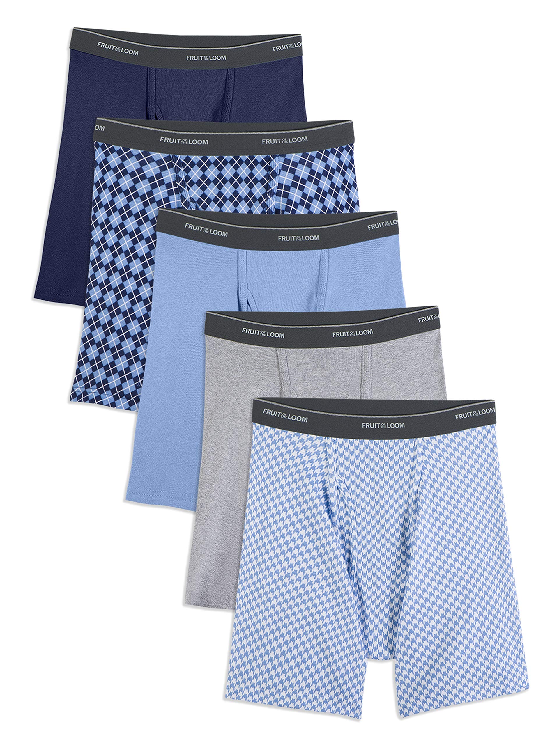 Fruit of the Loom Men's No Ride Up Boxer Briefs - Soft Breathable Cotton Underwear for All-Day Comfort - Perfect for Workout, Travel & Everyday Wear
