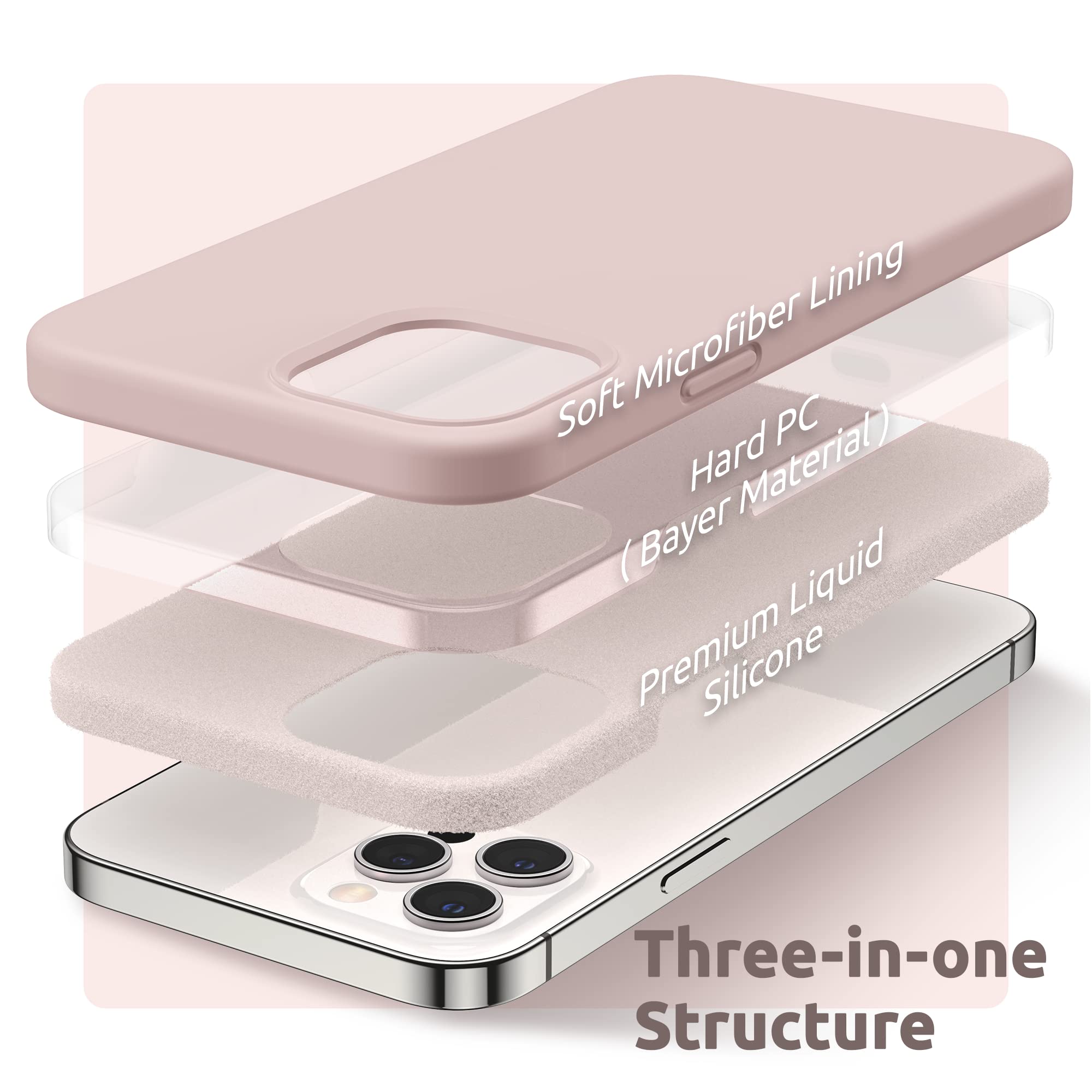 SURPHY Liquid Silicone Case for iPhone 12 Pro Max 6.7 Inch - Shockproof Protective Phone Cover with Microfiber Lining (Pink) | Perfect for Work, Travel & Everyday Use