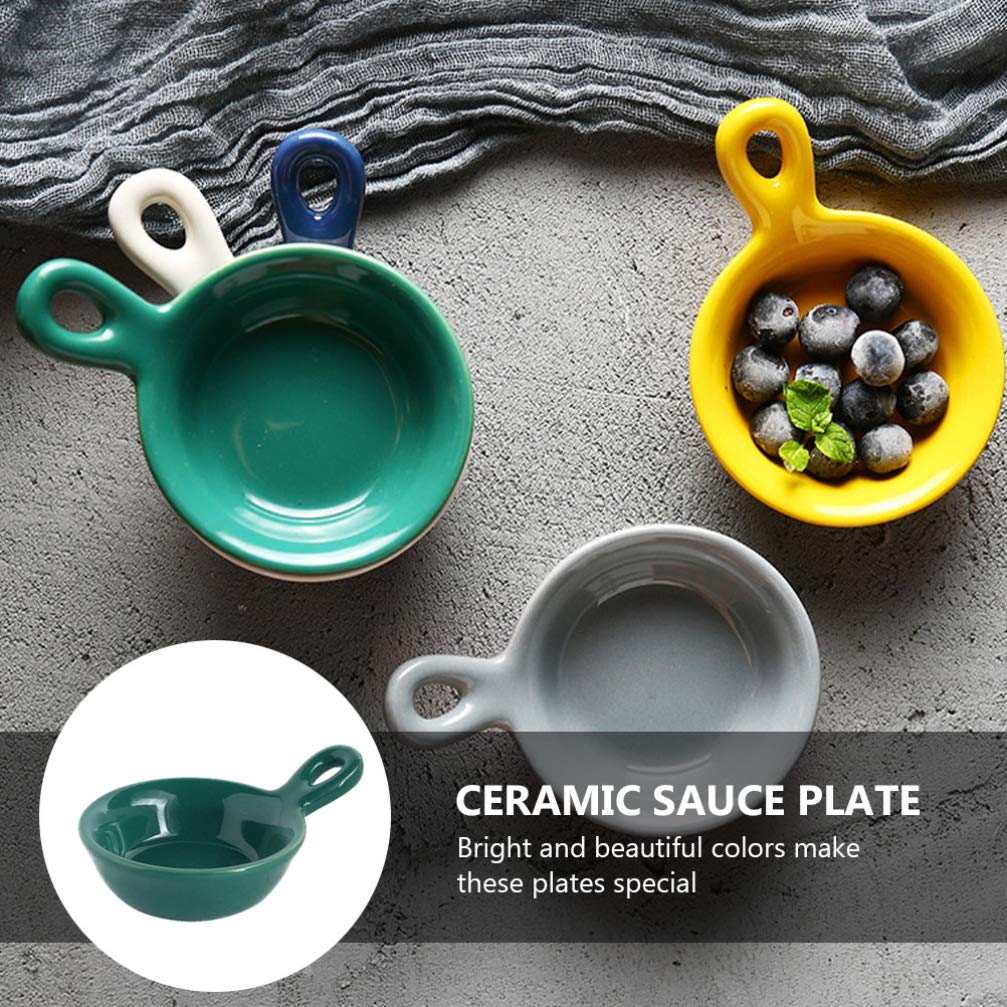 Hemoton 3-Piece Ceramic Appetizer Plates Set - Durable Small Dishes for Soy Sauce, Sushi, Snacks, Vegetables & Dipping Sauces - Perfect for Home Kitchen, Party Serving & BBQ Grill Accessories