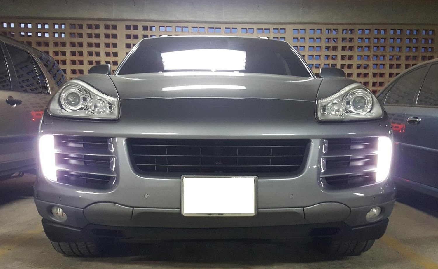 Smoked Lens LED Daytime Running Lights Assembly with Turn Signal for 07-10 Porsche Cayenne - OEM Fit DRL Lights for Enhanced Visibility & Style | Perfect for Night Driving & Car Customization