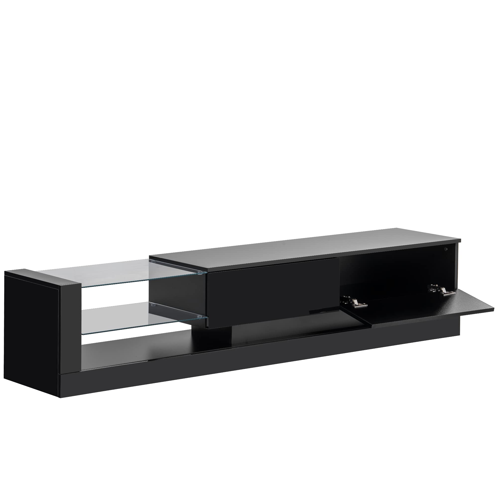 BAMACARED 70 Inch TV Stand for 70-90 Inch TVs, Modern LED TV Stand with Storage & Lights - Entertainment Center for Living Room, Bedroom & Home Theater