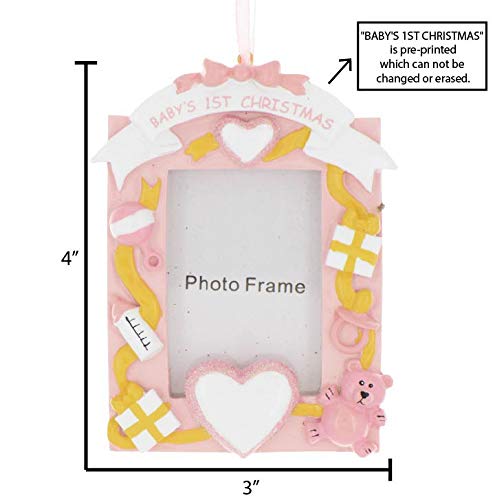 Personalized Baby Girl Christmas Ornament 2024 - Custom Newborn Picture Frame for First Christmas | Hanging Decorative Keepsake for Christmas Tree | Perfect Baby Shower Gift & Holiday Home Decor