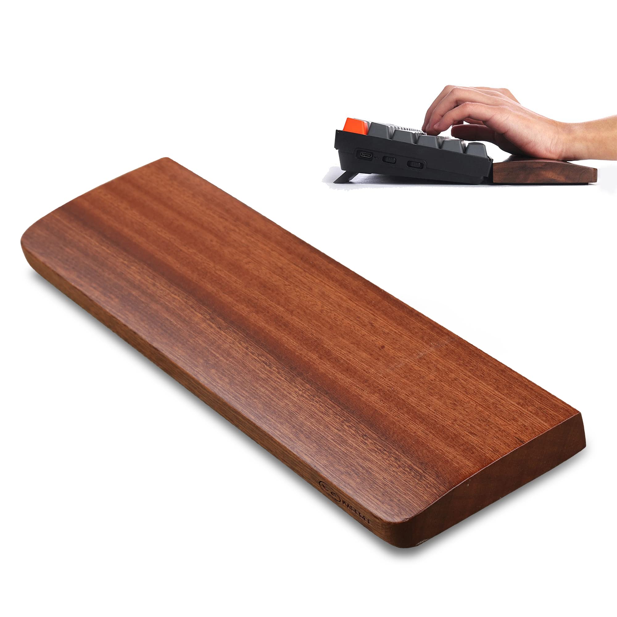 MageGee Black Walnut Wooden Wrist Rest - Ergonomic Non-Slip Palm Support for 60% Compact Keyboards | Solid Wood Keyboard Accessory for Typing Comfort | Perfect for Office, Gaming & Home Workspace