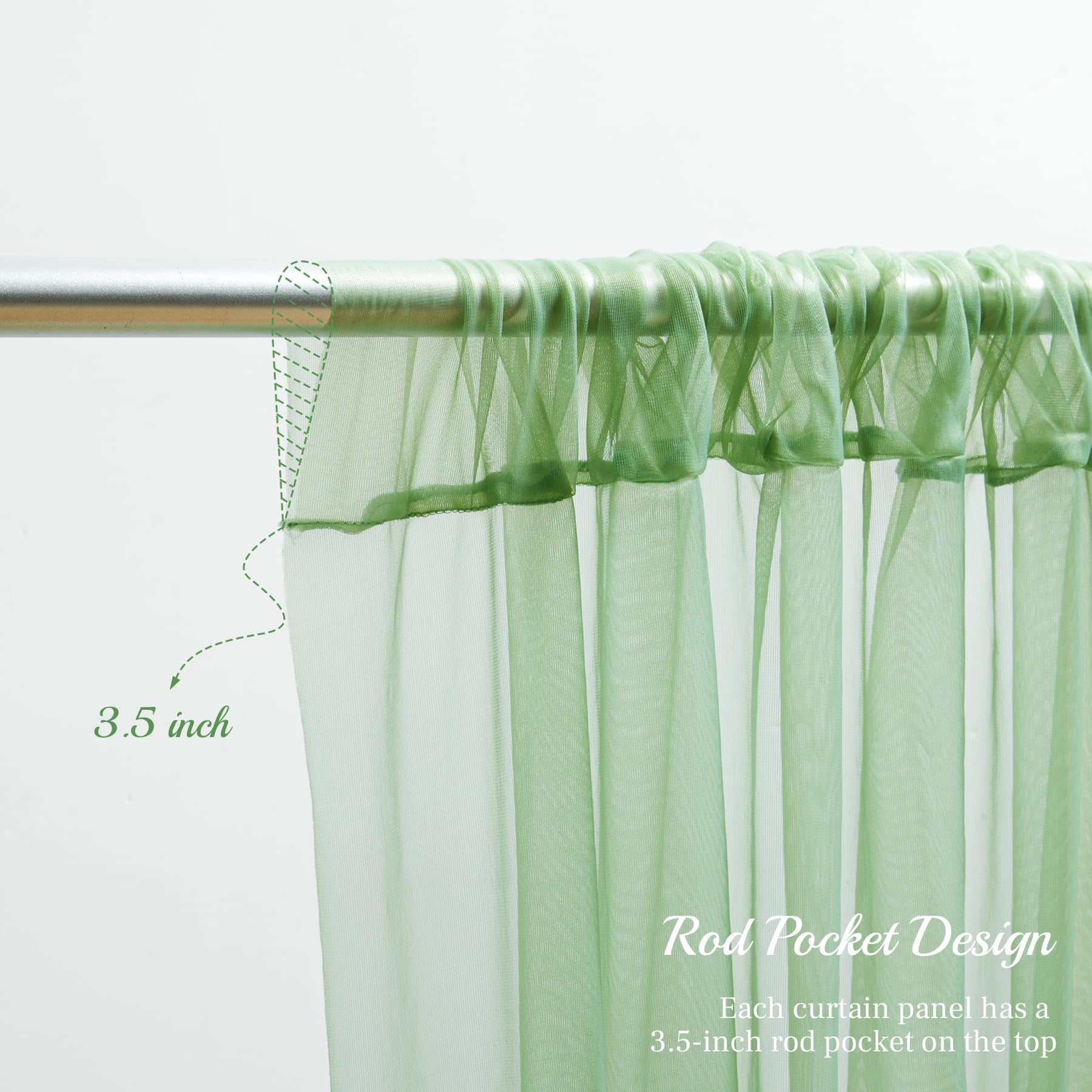 30x10ft Olive Green Tulle Backdrop Curtain with Fairy Lights - Elegant Sheer Fabric for Wedding, Baby Shower, Birthday Party Decor | Perfect for Photo Booths, Bridal Showers & Event Photography Backdrops