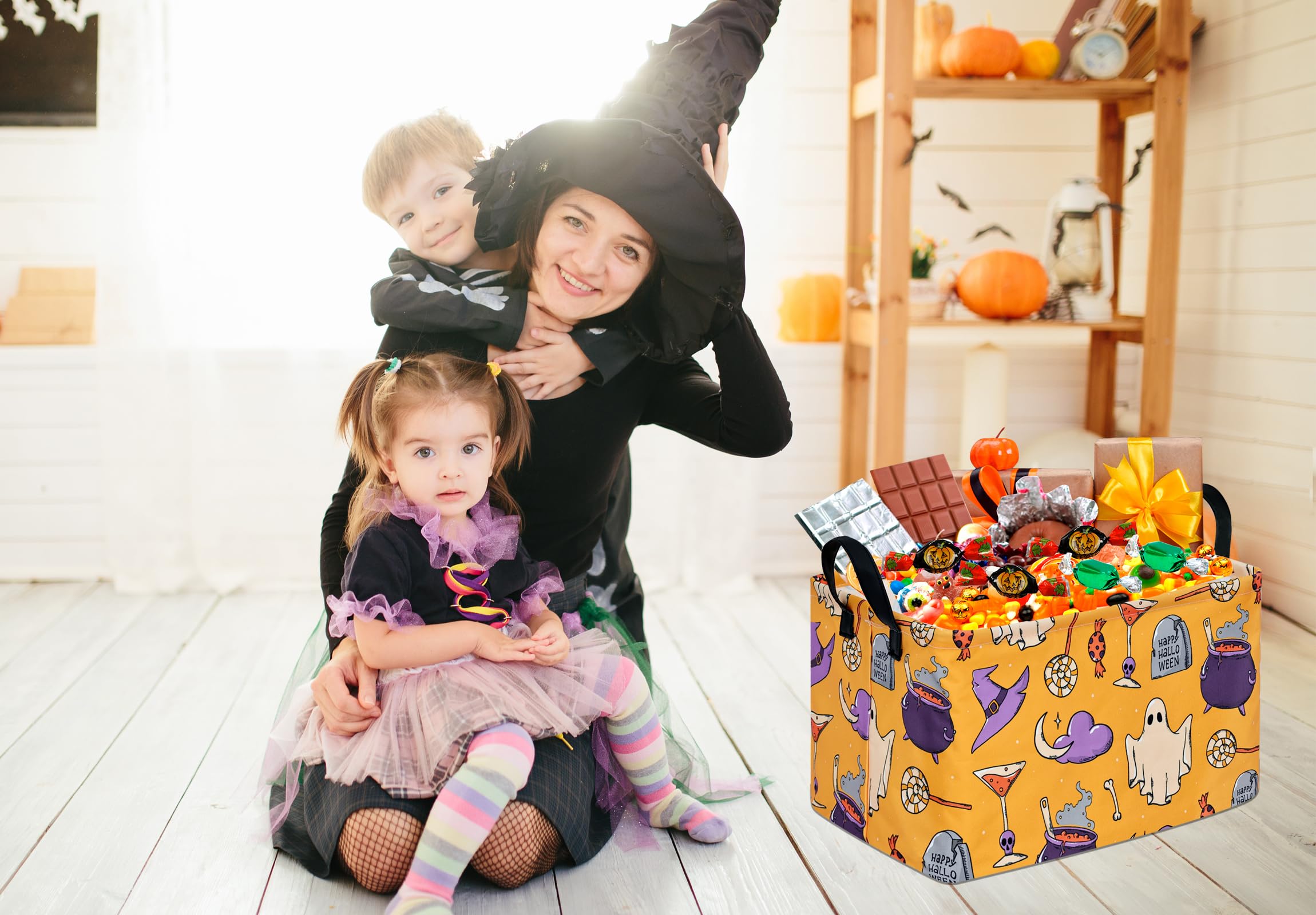 Halloween Toy Storage Basket for Kids - Trick or Treat Organizer for Home & Party