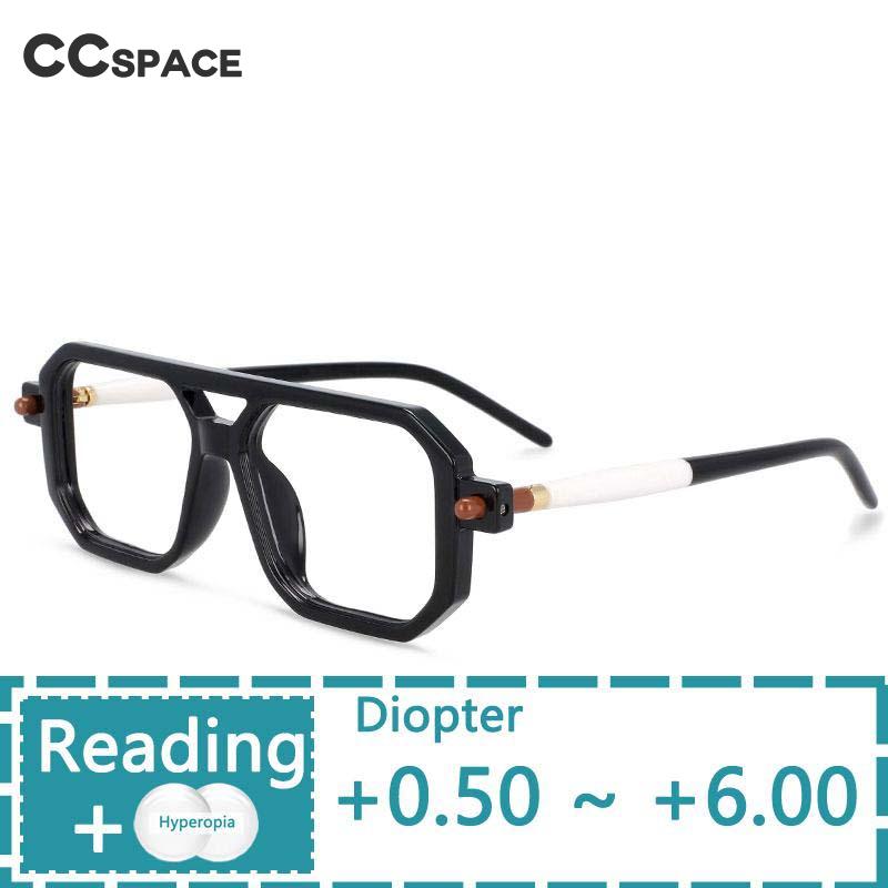 CCspace Unisex Full Rim Square Double Bridge Polycarbonate Reading Glasses R54381 - Stylish & Durable for Office, Reading, and Computer Work